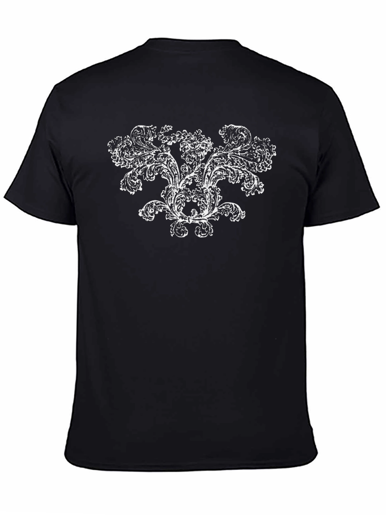 Elegant Baroque Print Black T-Shirt