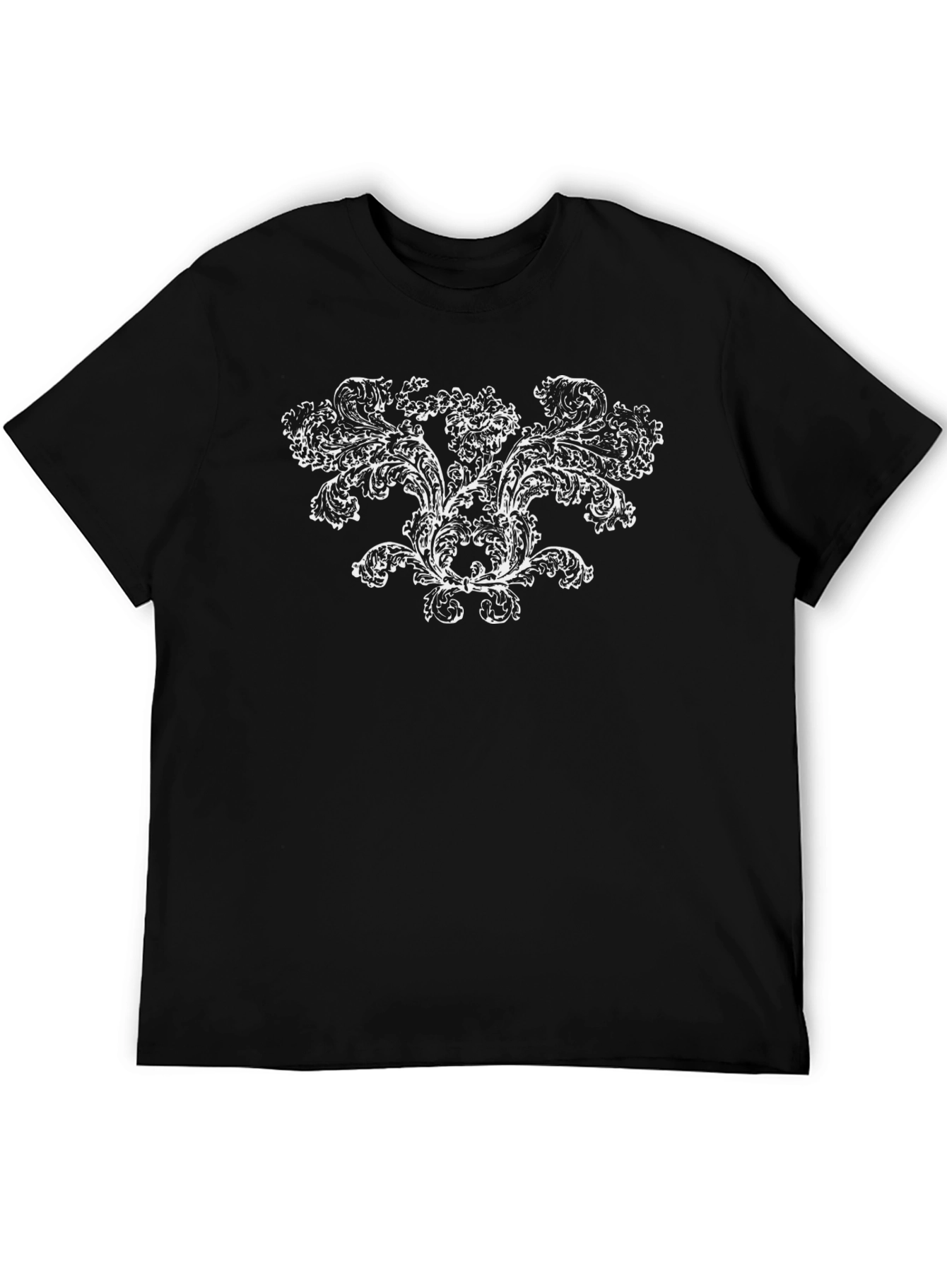 Elegant Baroque Print Black T-Shirt