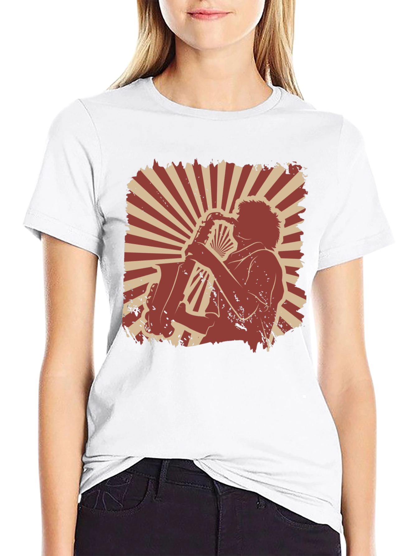 Saxophone Player Graphic Black T-Shirt