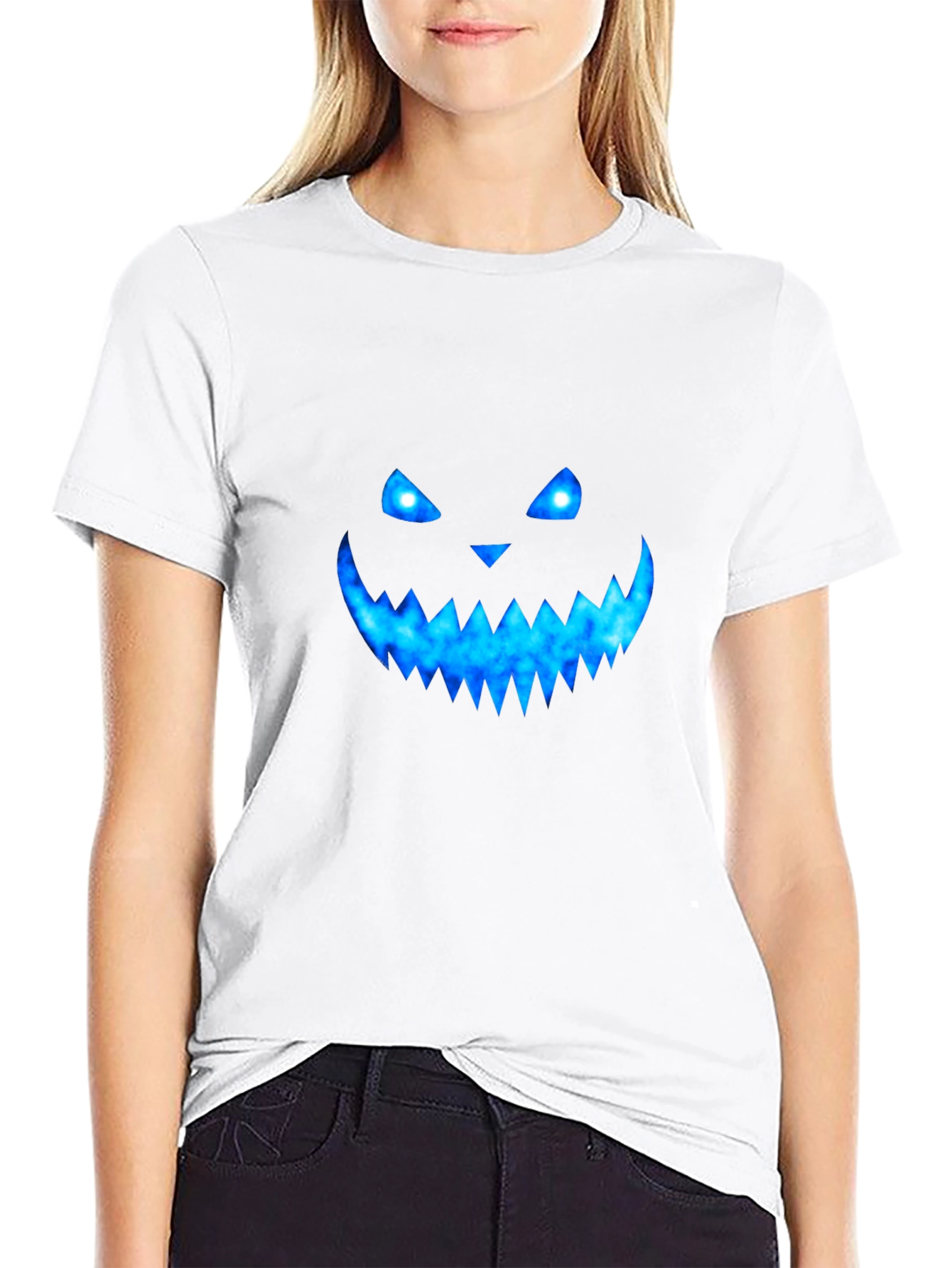 Halloween Blue Galaxy Jack-O-Lantern Graphic Tee