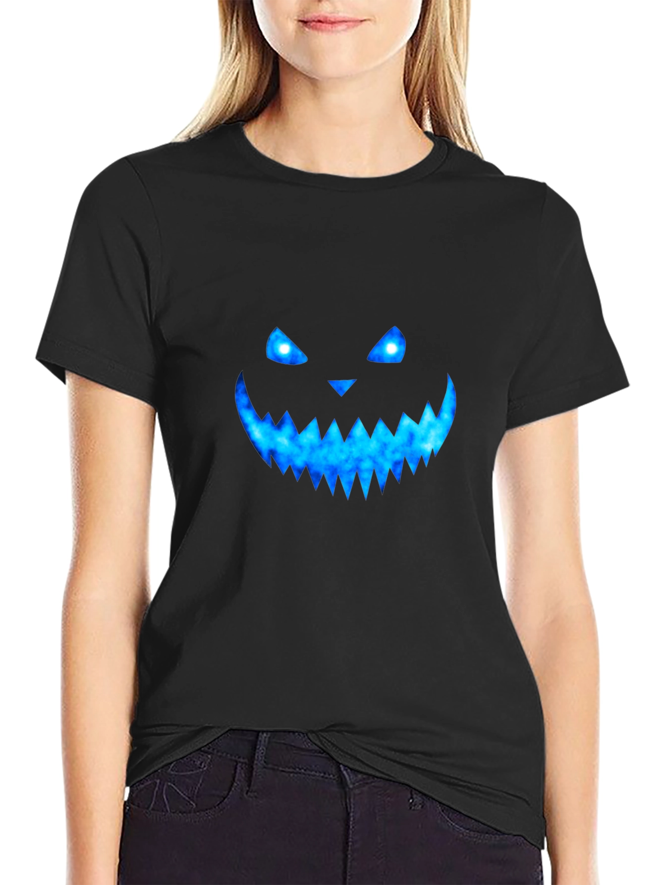 Halloween Blue Galaxy Jack-O-Lantern Graphic Tee