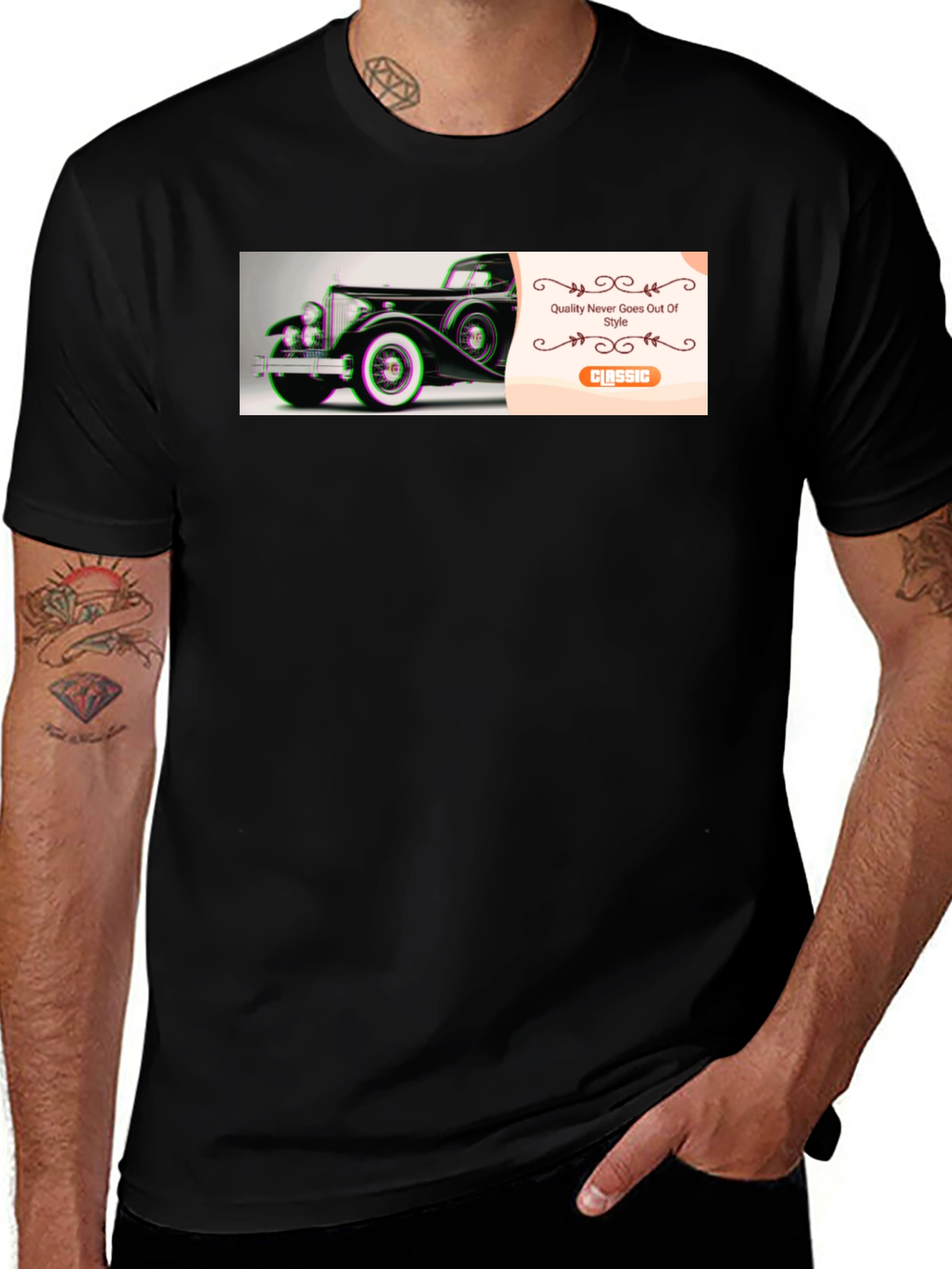 Classic Car Graphic Black T-Shirt
