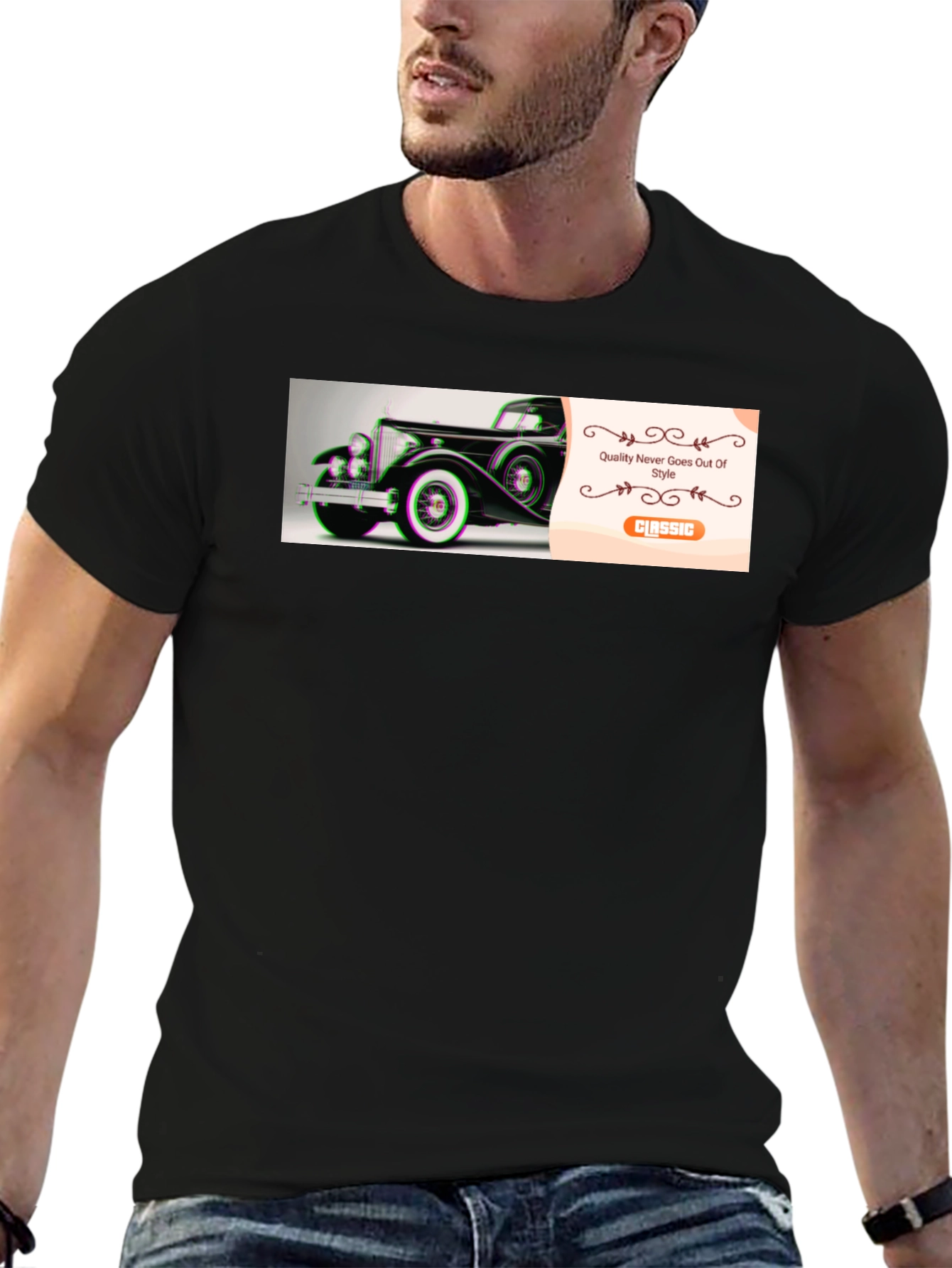 Classic Car Graphic Black T-Shirt