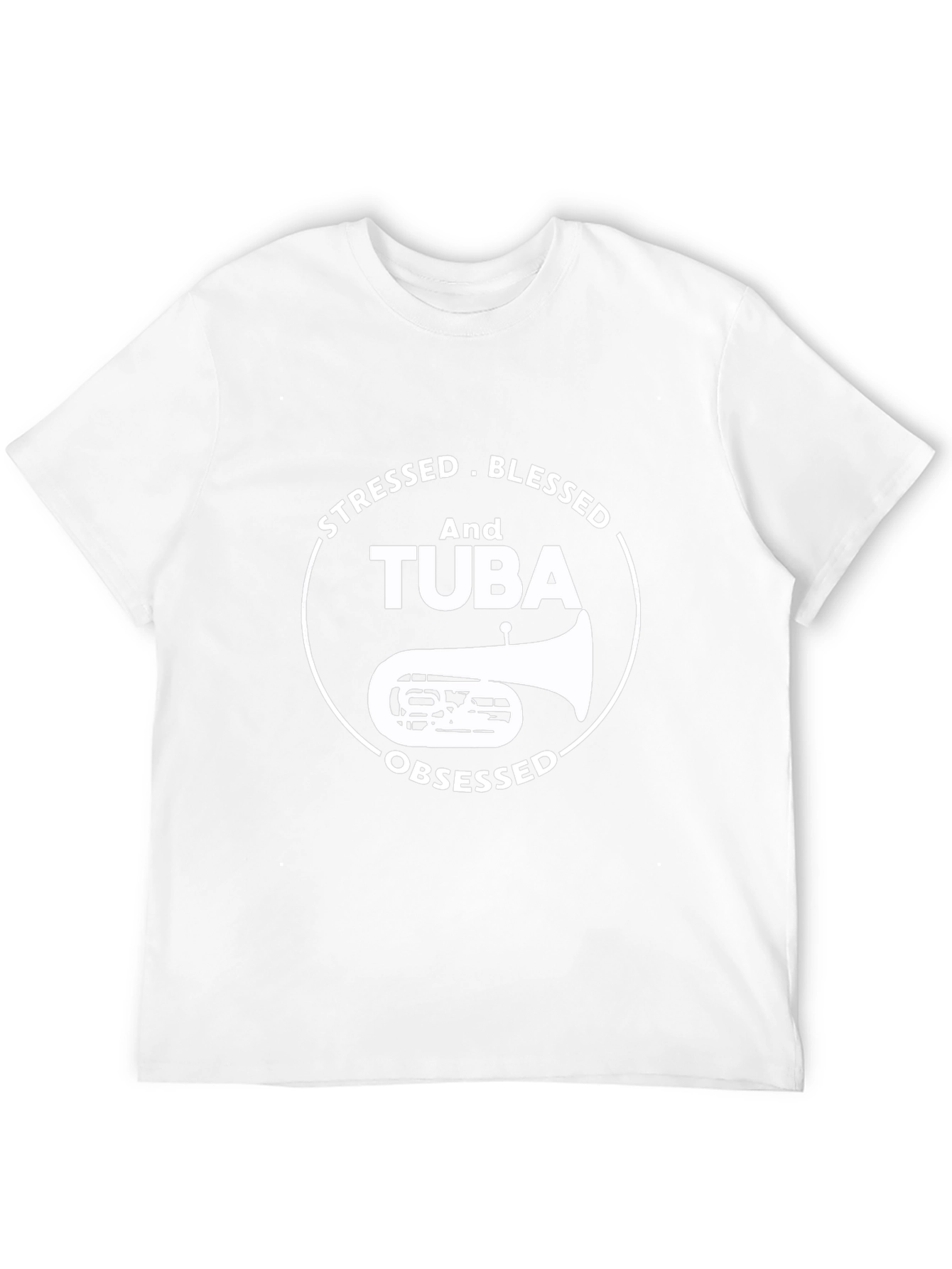 Stressed Blessed Tuba Obsessed Black T-Shirt