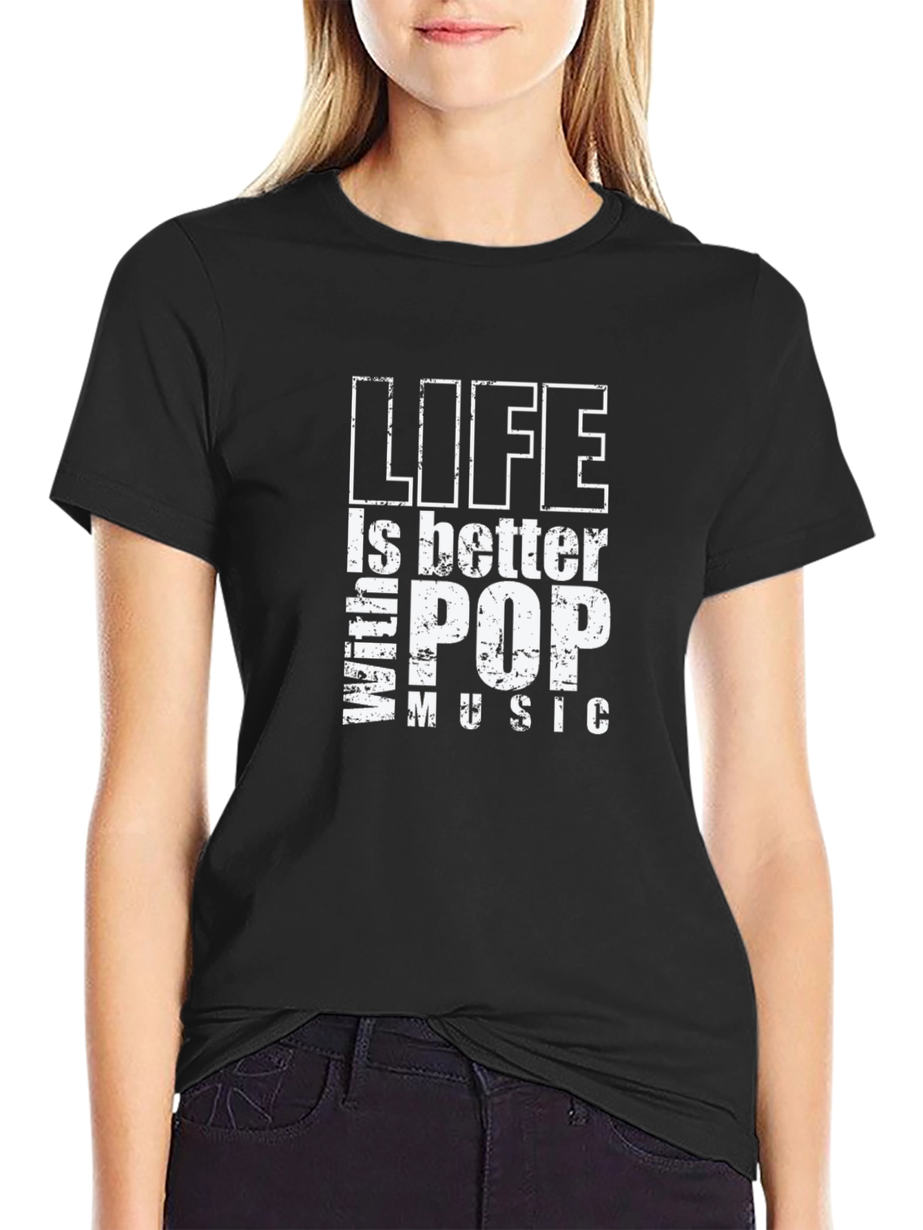 Life is Better With Pop Music Black T-Shirt