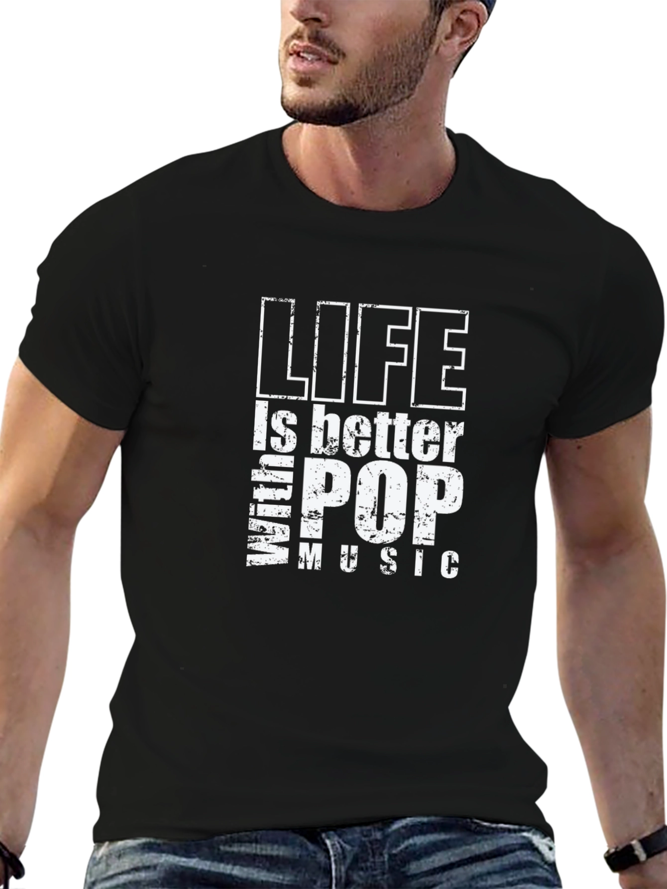 Life is Better With Pop Music Black T-Shirt