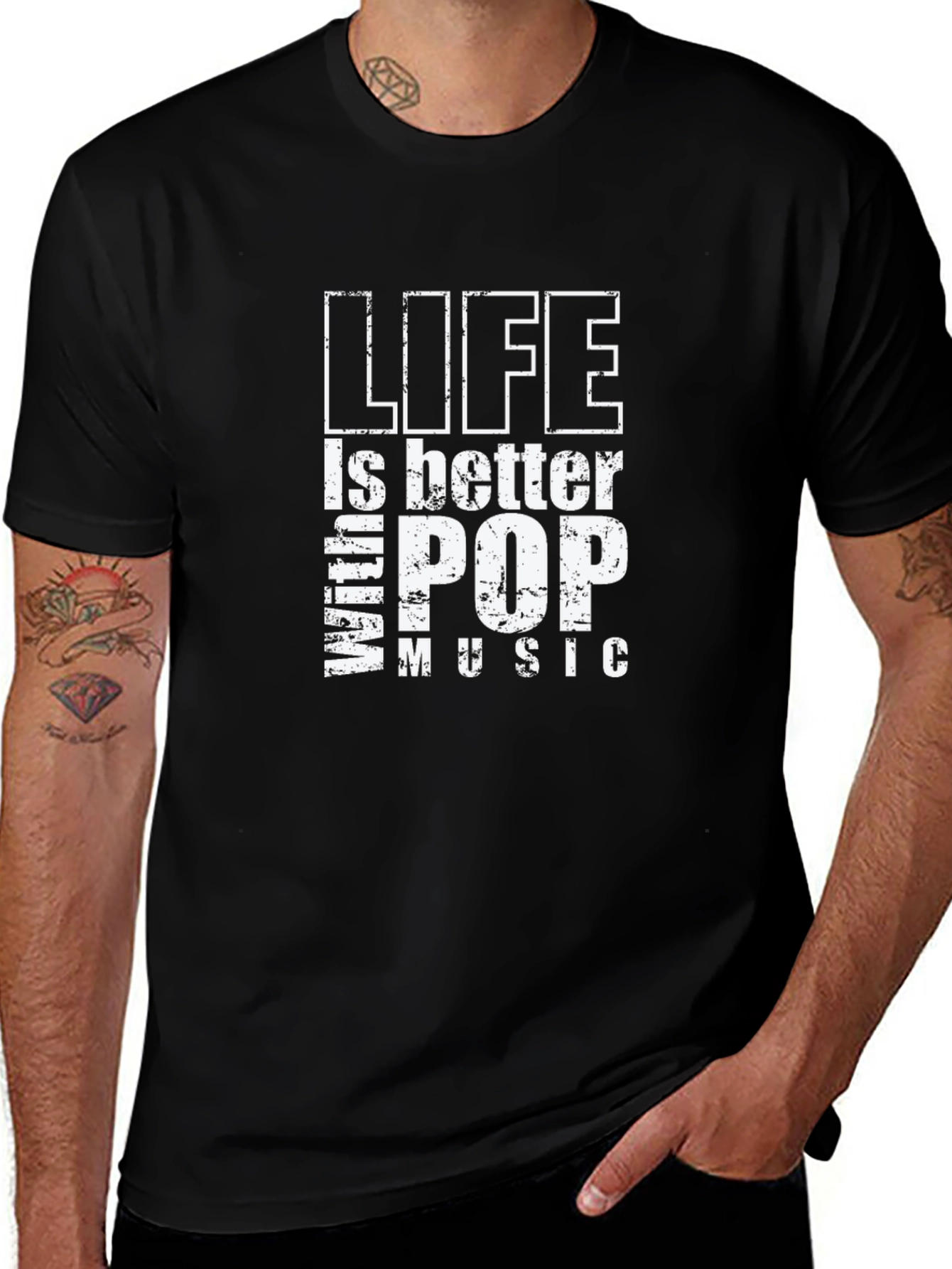 Life is Better With Pop Music Black T-Shirt