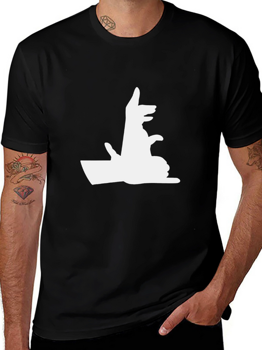 Hand Shadow Puppets Graphic Tee - Black Cotton Casual T-Shirt
