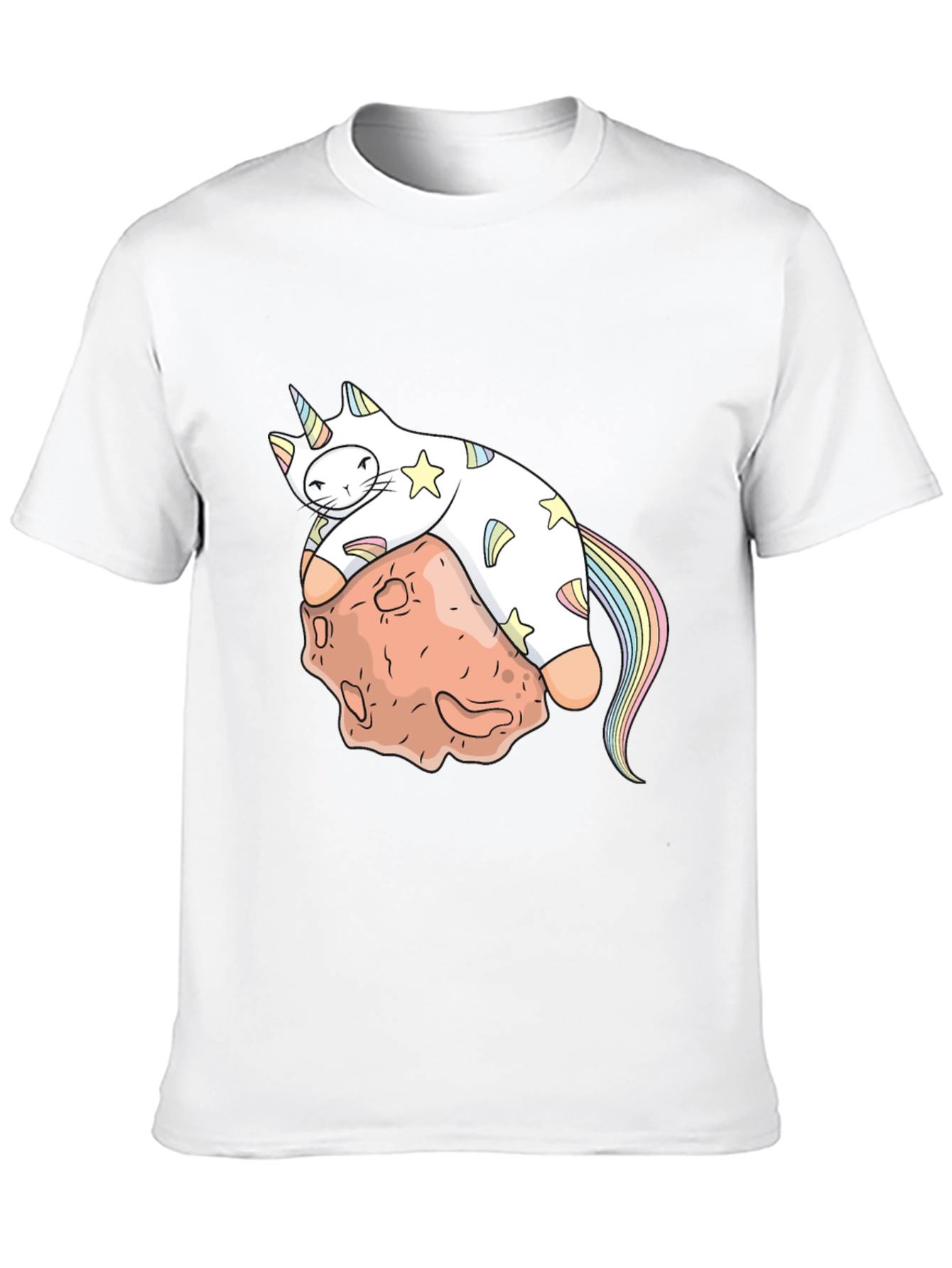 Unicorn Cat on Asteroid Graphic T-Shirt