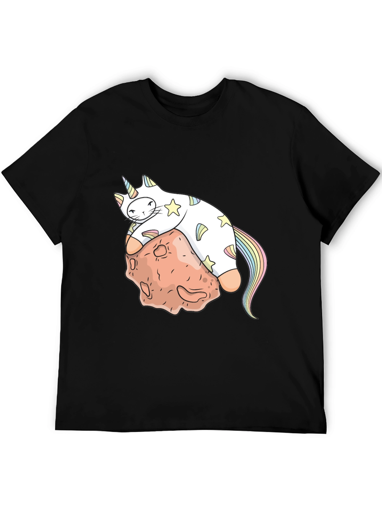 Unicorn Cat on Asteroid Graphic T-Shirt