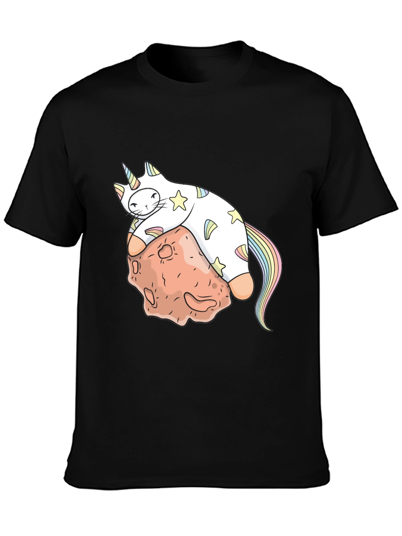 Unicorn Cat on Asteroid Graphic T-Shirt