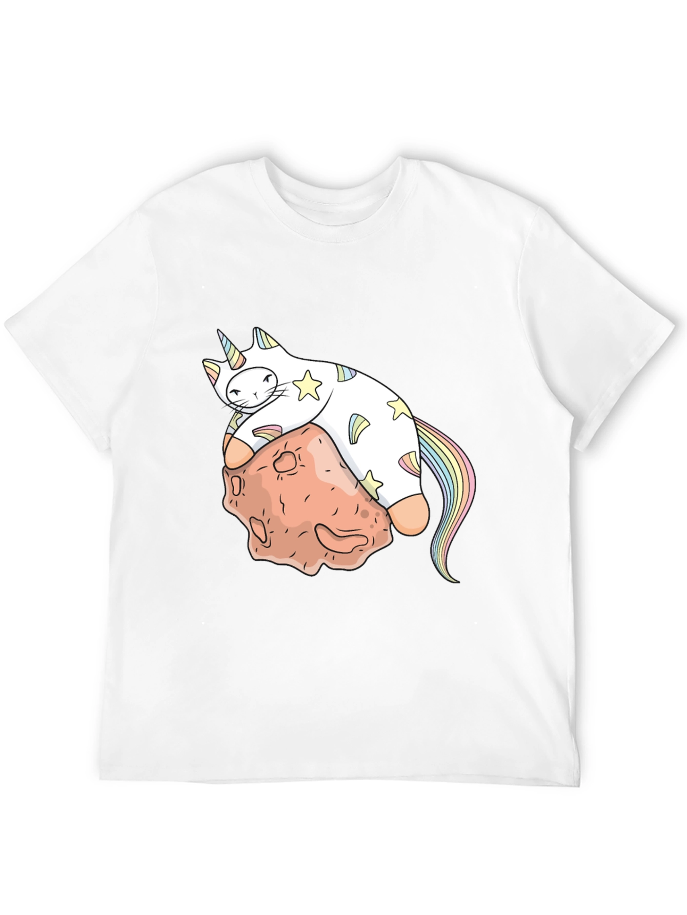 Unicorn Cat on Asteroid Graphic T-Shirt