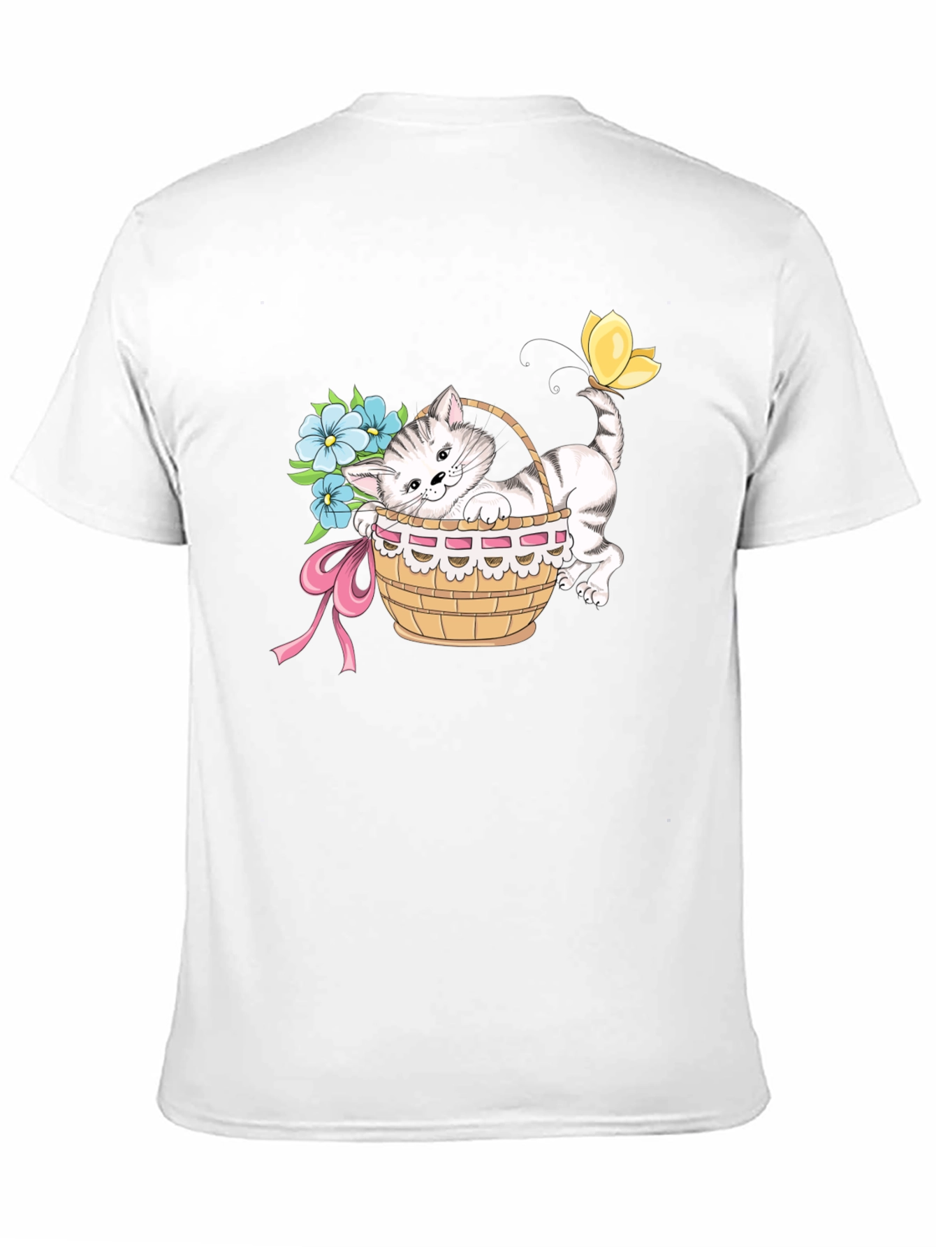 Cute Kitten in Basket T-Shirt - Unisex Black Tee