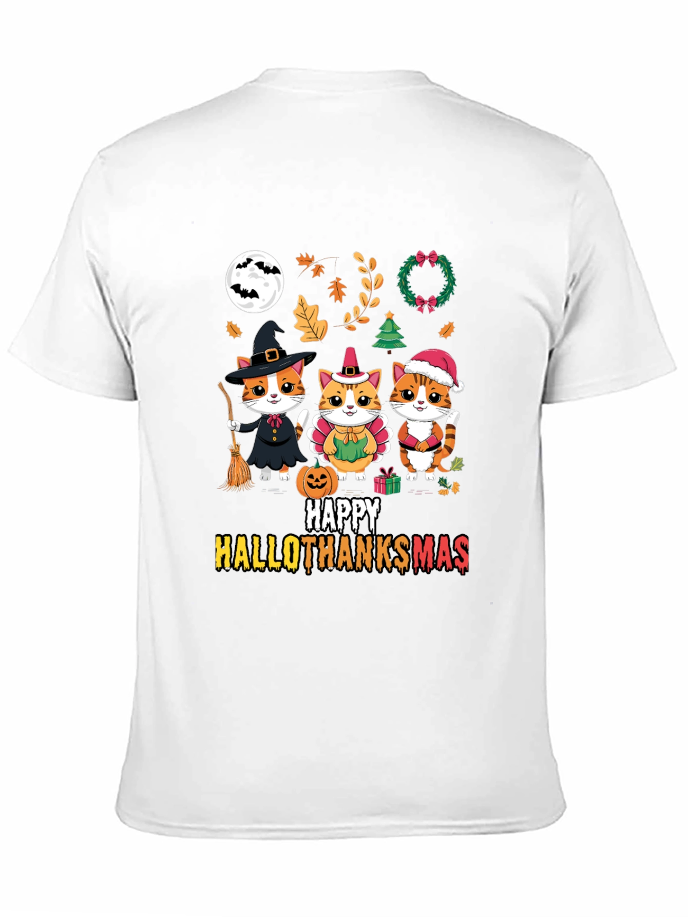Happy HalloThanksmas Cats T-Shirt