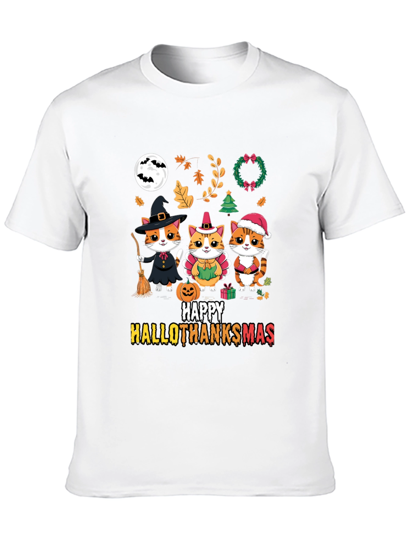 Happy HalloThanksmas Cats T-Shirt