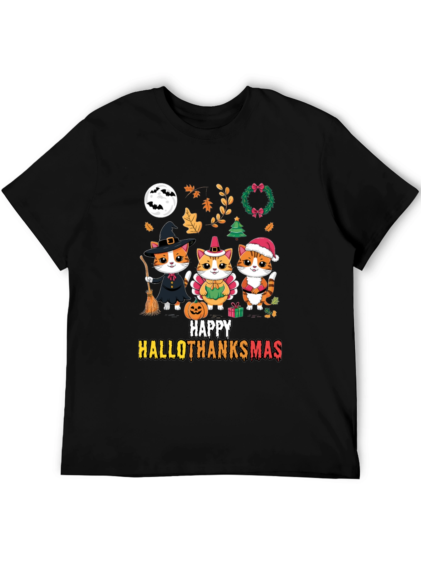 Happy HalloThanksmas Cats T-Shirt