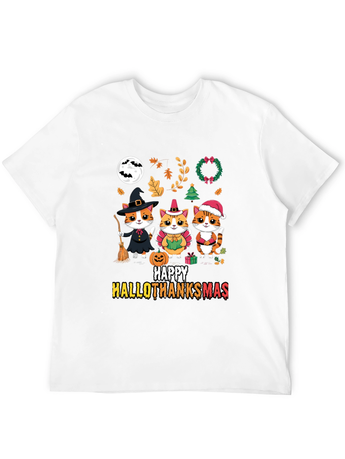 Happy HalloThanksmas Cats T-Shirt