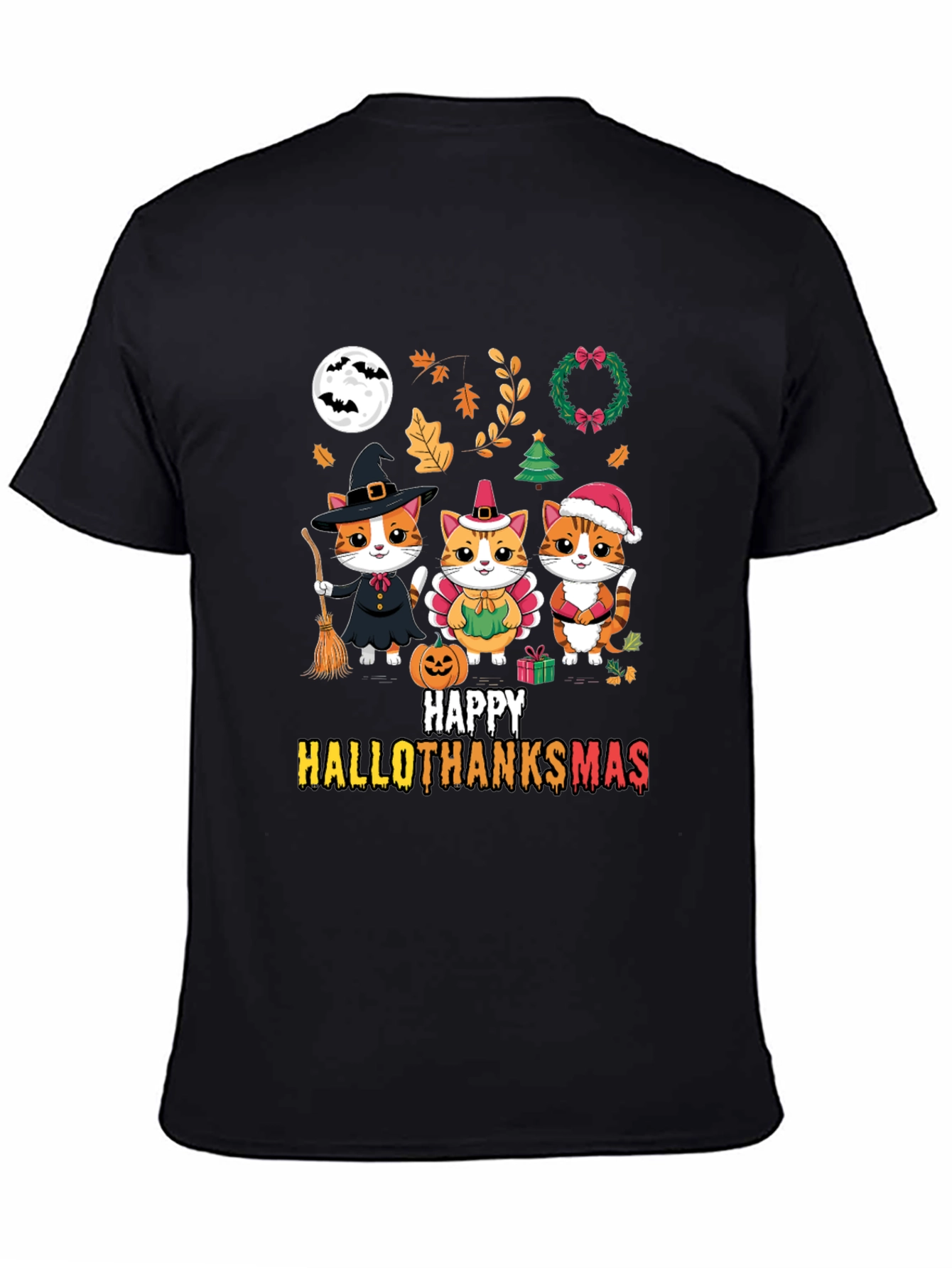 Happy HalloThanksmas Cats T-Shirt