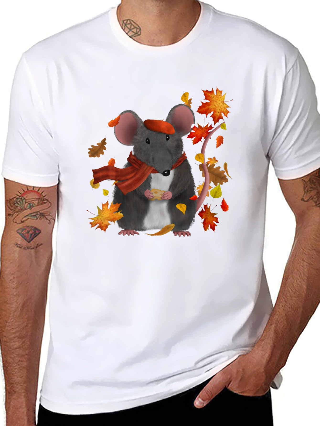 Autumn Mouse T-Shirt: Cheese Lover Edition