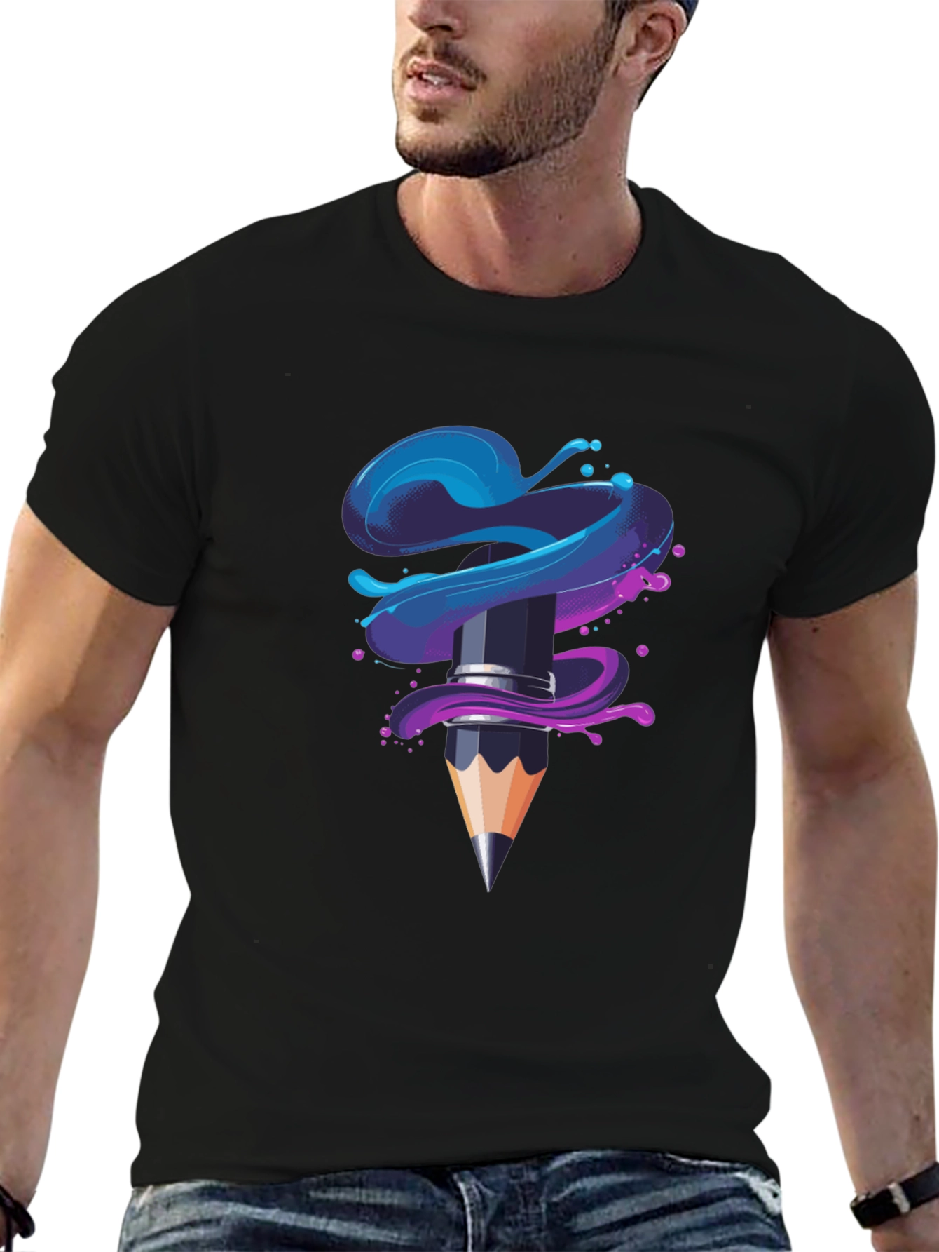 Creative Pencil Art Graphic T-Shirt