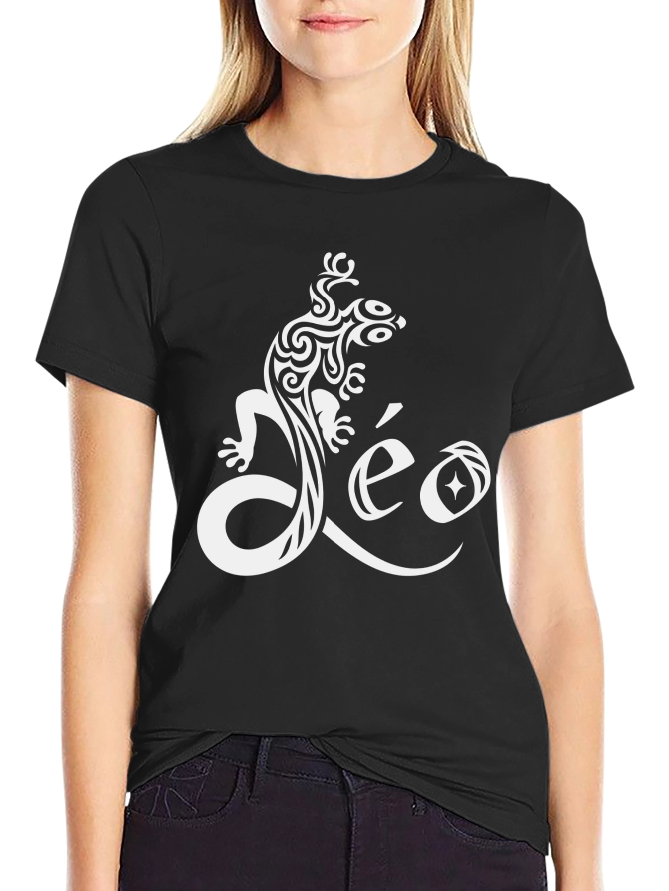 Tribal Lizard Leo Black T-Shirt