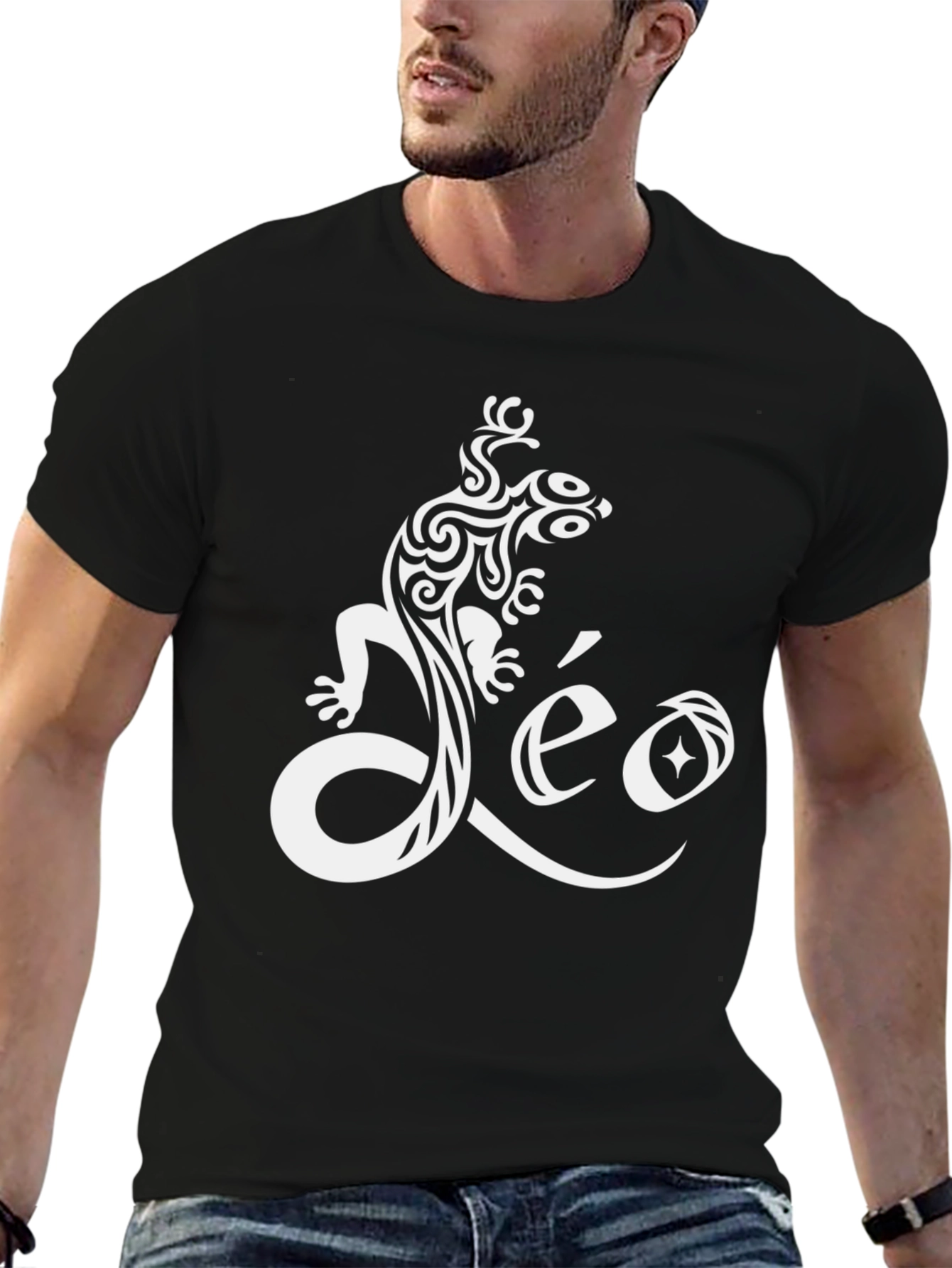 Tribal Lizard Leo Black T-Shirt