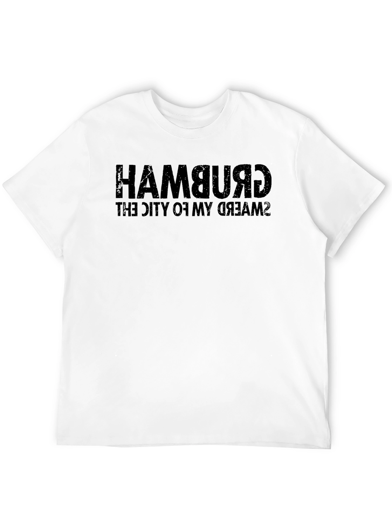 Hamburg City of Dreams Reversed Text Black T-Shirt