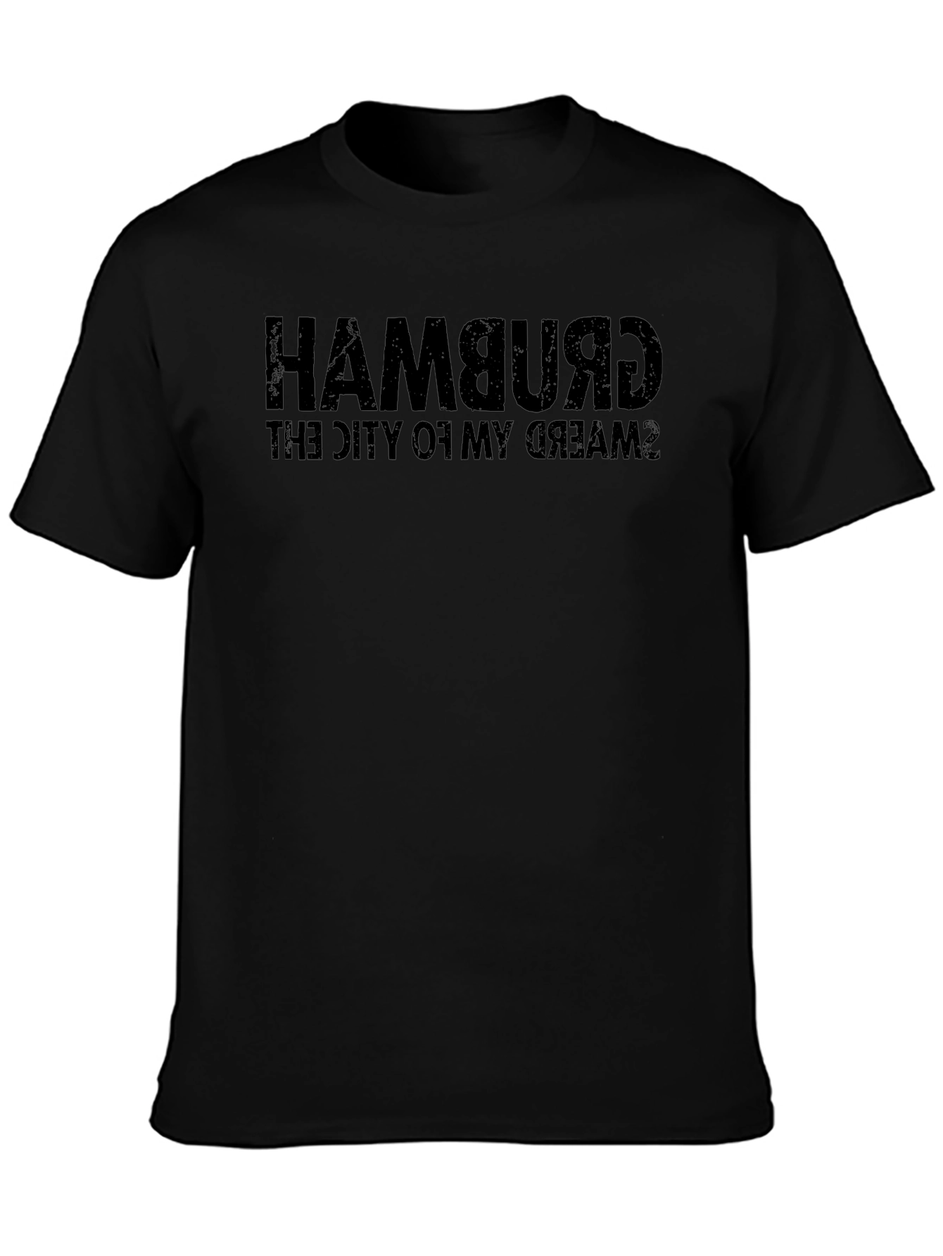 Hamburg City of Dreams Reversed Text Black T-Shirt