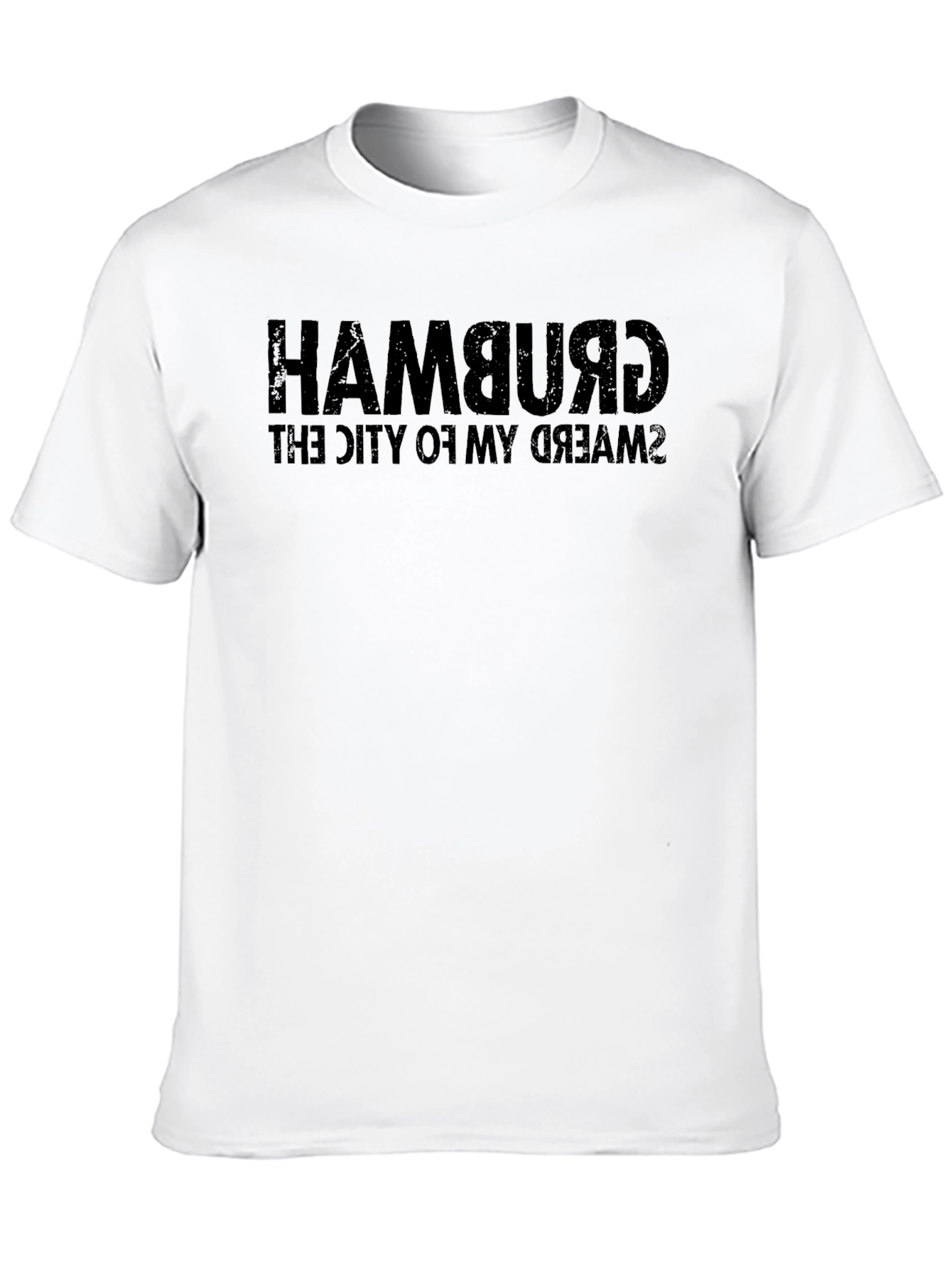 Hamburg City of Dreams Reversed Text Black T-Shirt