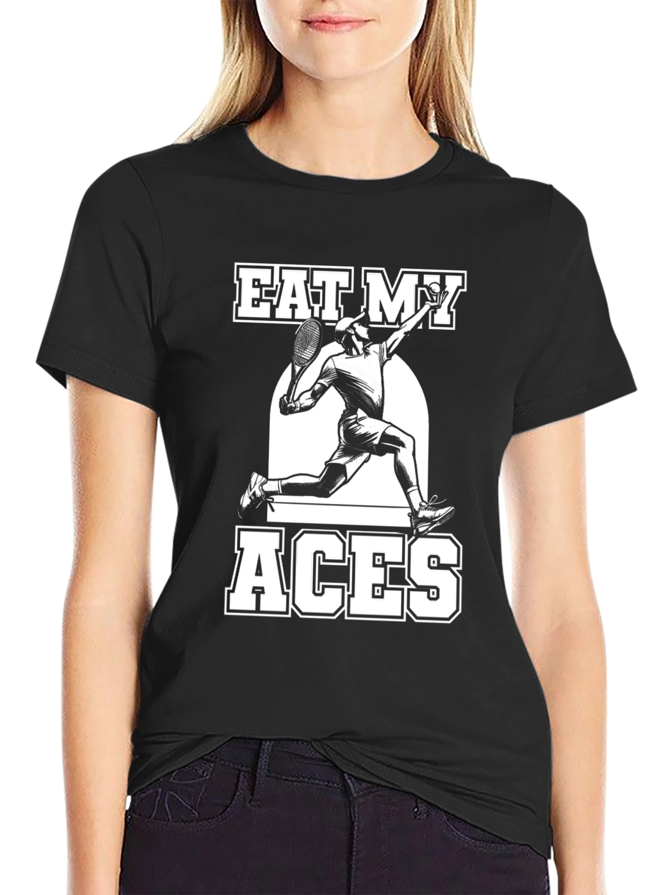 Eat My Aces Tennis T-Shirt - Black Graphic Tee