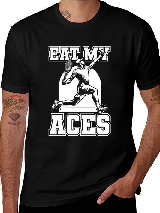 Eat My Aces Tennis T-Shirt - Black Graphic Tee