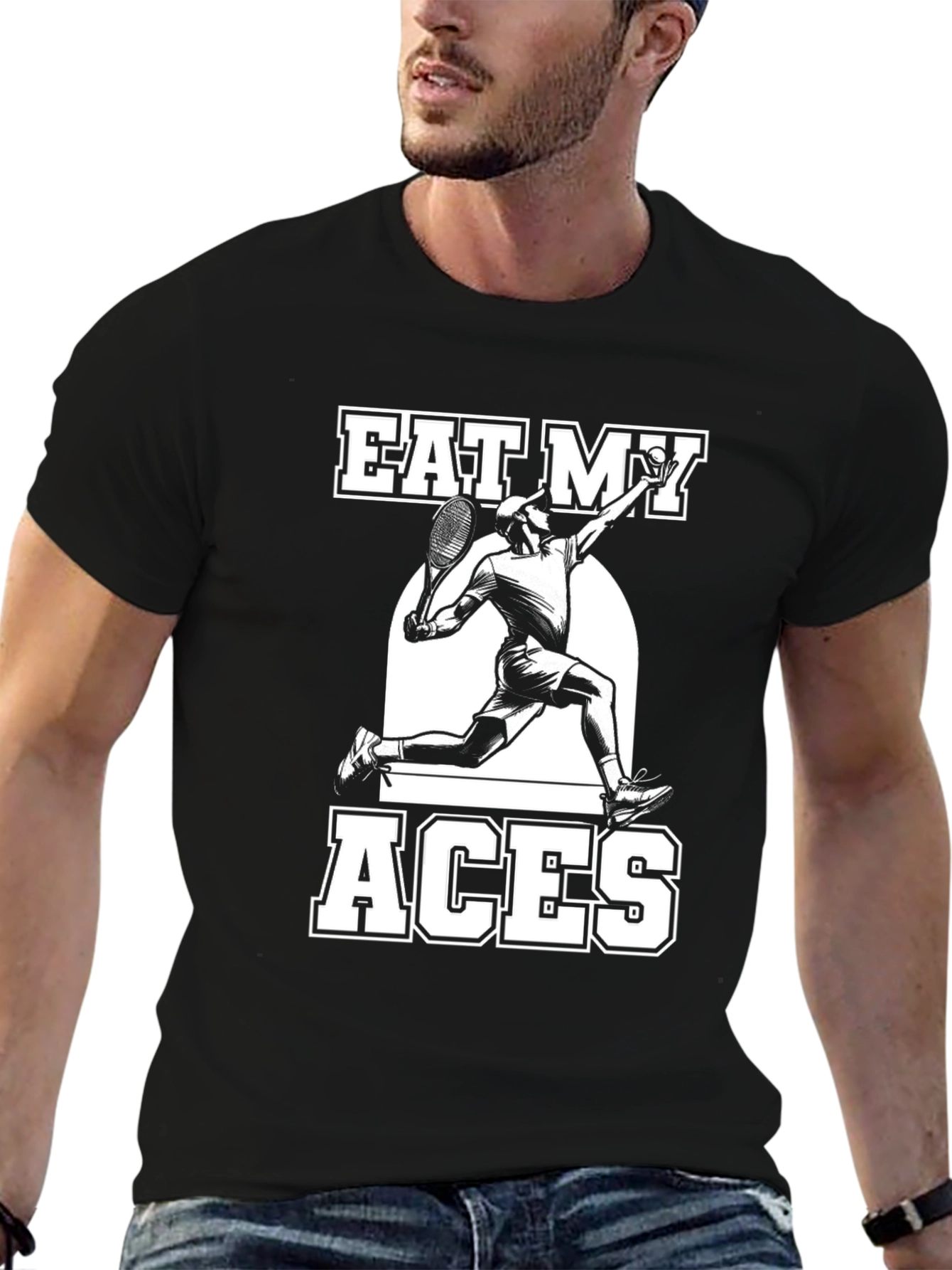 Eat My Aces Tennis T-Shirt - Black Graphic Tee