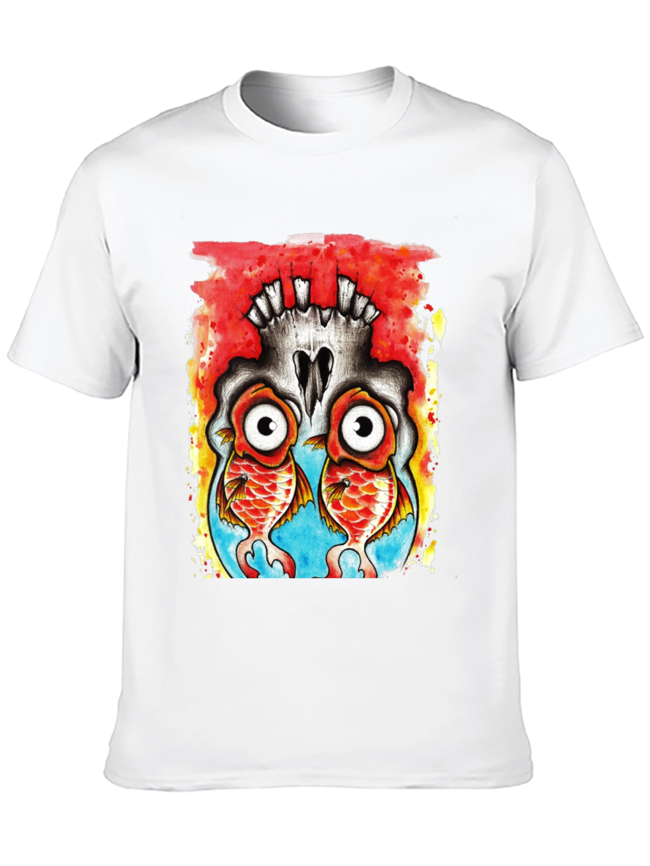 Skull Fish Graphic Tee - Black Cotton T-Shirt
