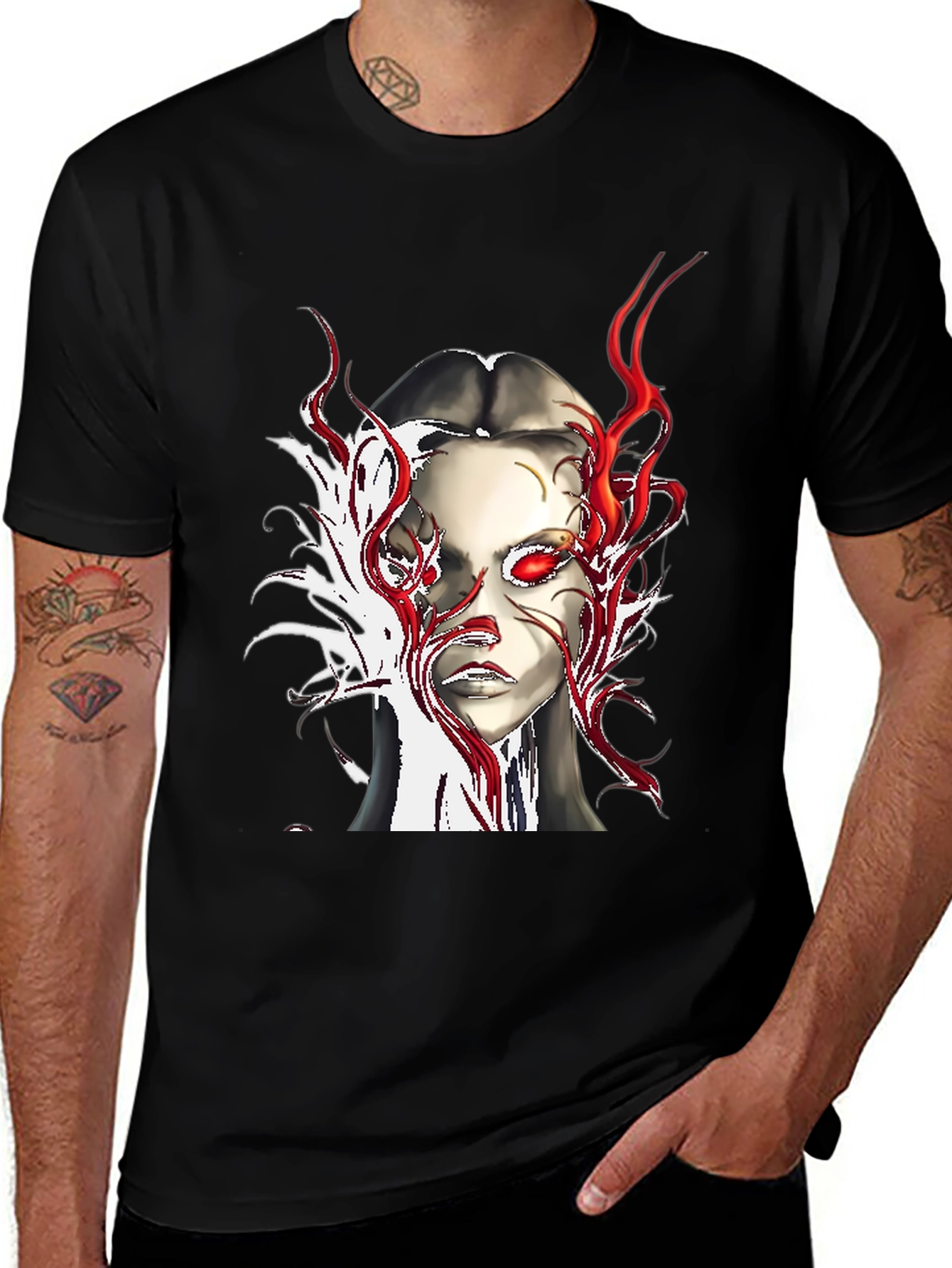 Fiery Gaze Graphic Tee - Edgy Streetwear
