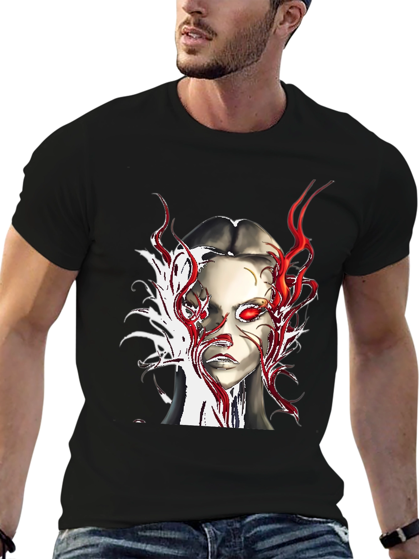 Fiery Gaze Graphic Tee - Edgy Streetwear