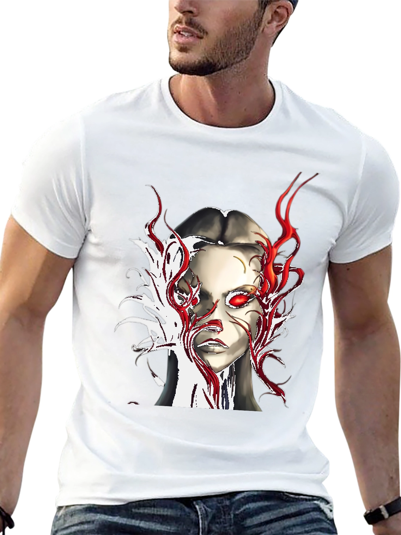 Fiery Gaze Graphic Tee - Edgy Streetwear