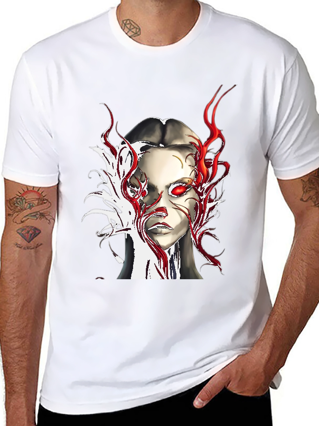 Fiery Gaze Graphic Tee - Edgy Streetwear