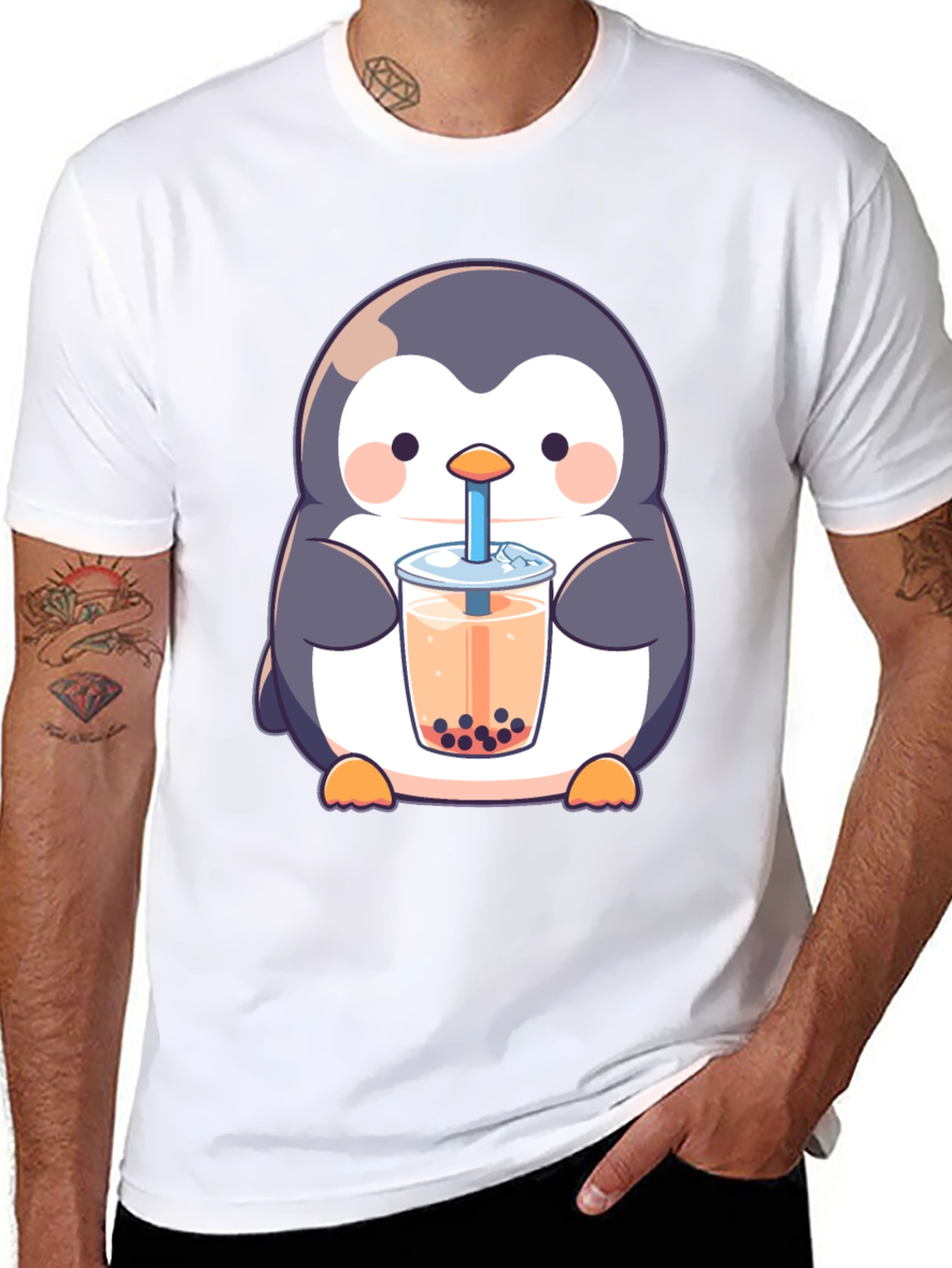 Penguin Boba Tea Graphic T-Shirt