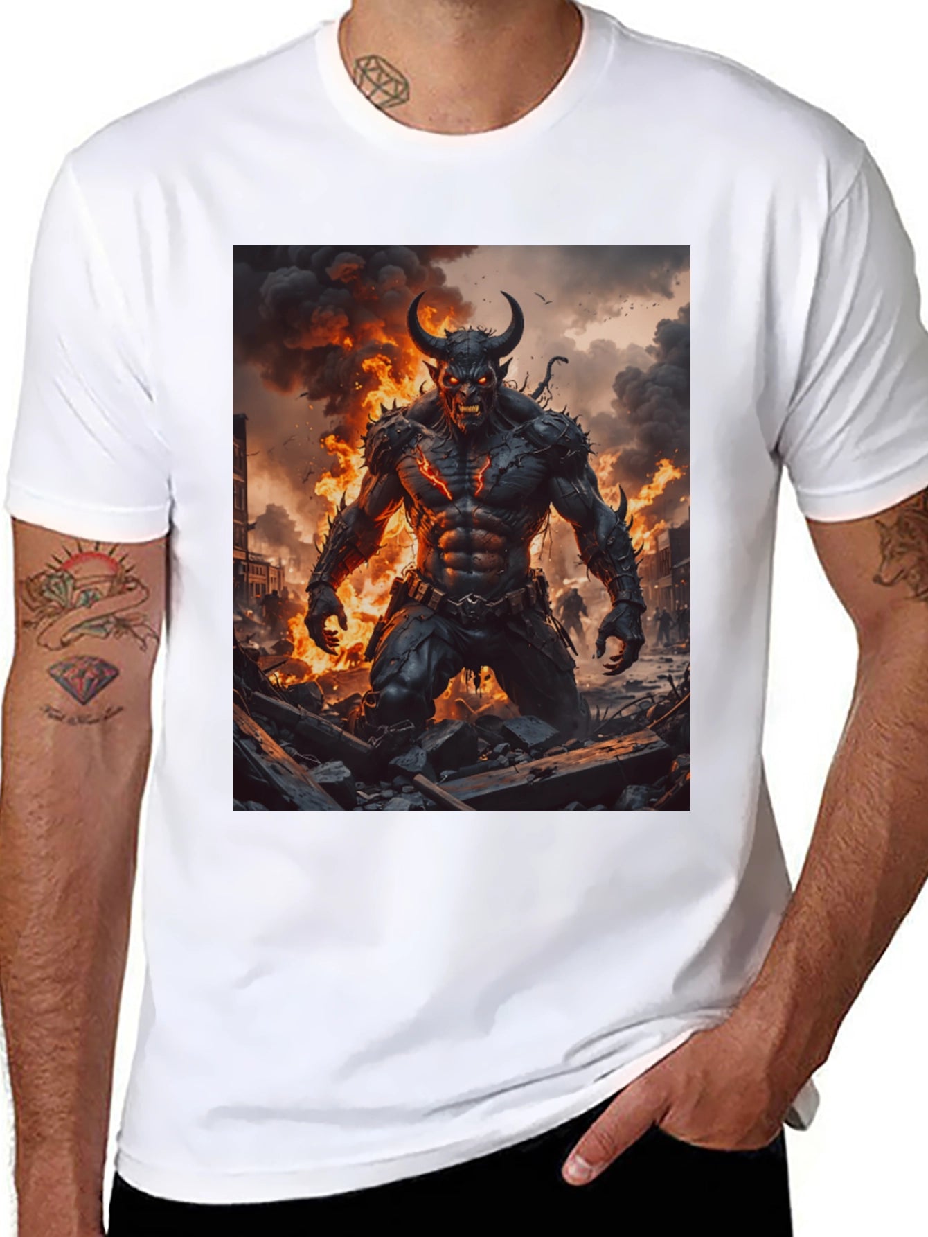 Inferno Demon Graphic Tee - Black