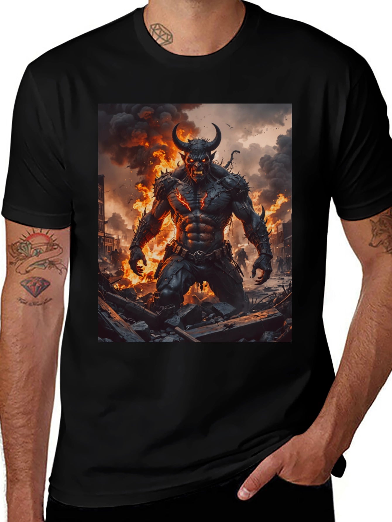Inferno Demon Graphic Tee - Black