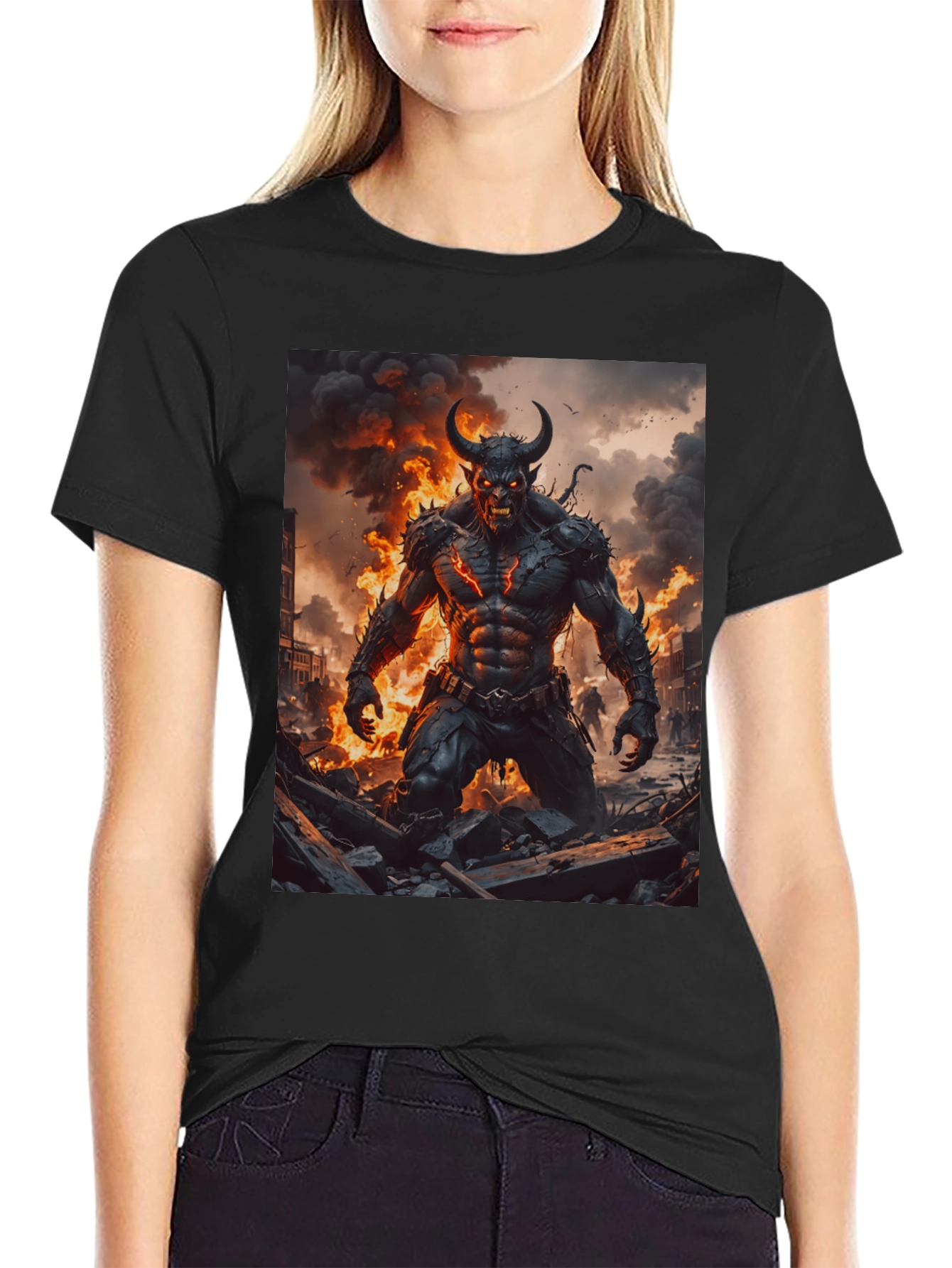 Inferno Demon Graphic Tee - Black