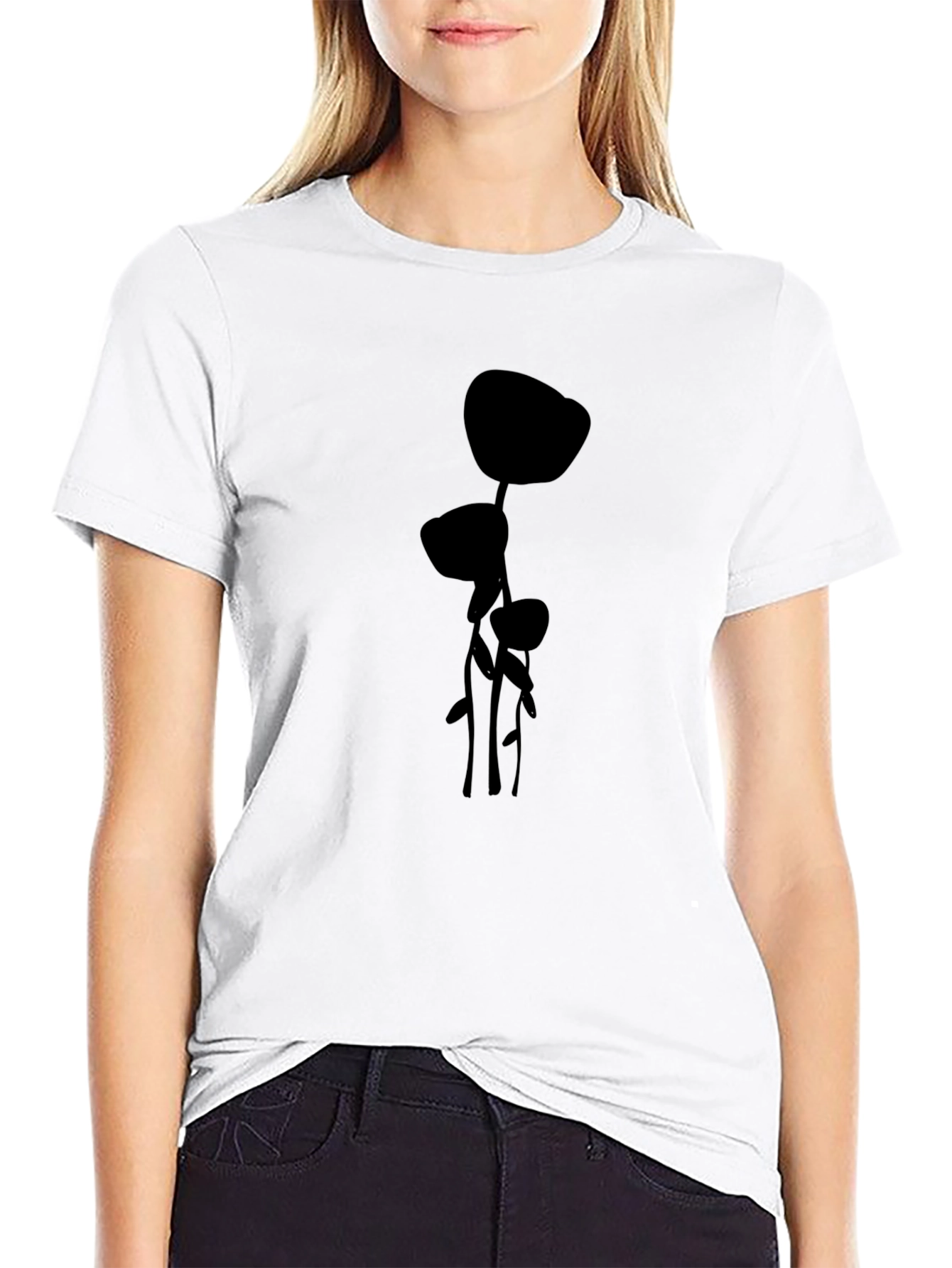 Modern Plant Graphic Black T-Shirt