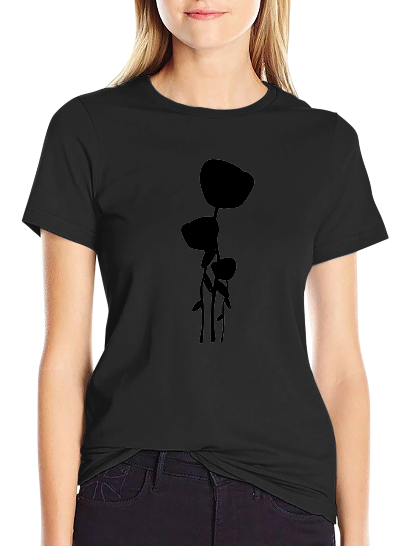 Modern Plant Graphic Black T-Shirt
