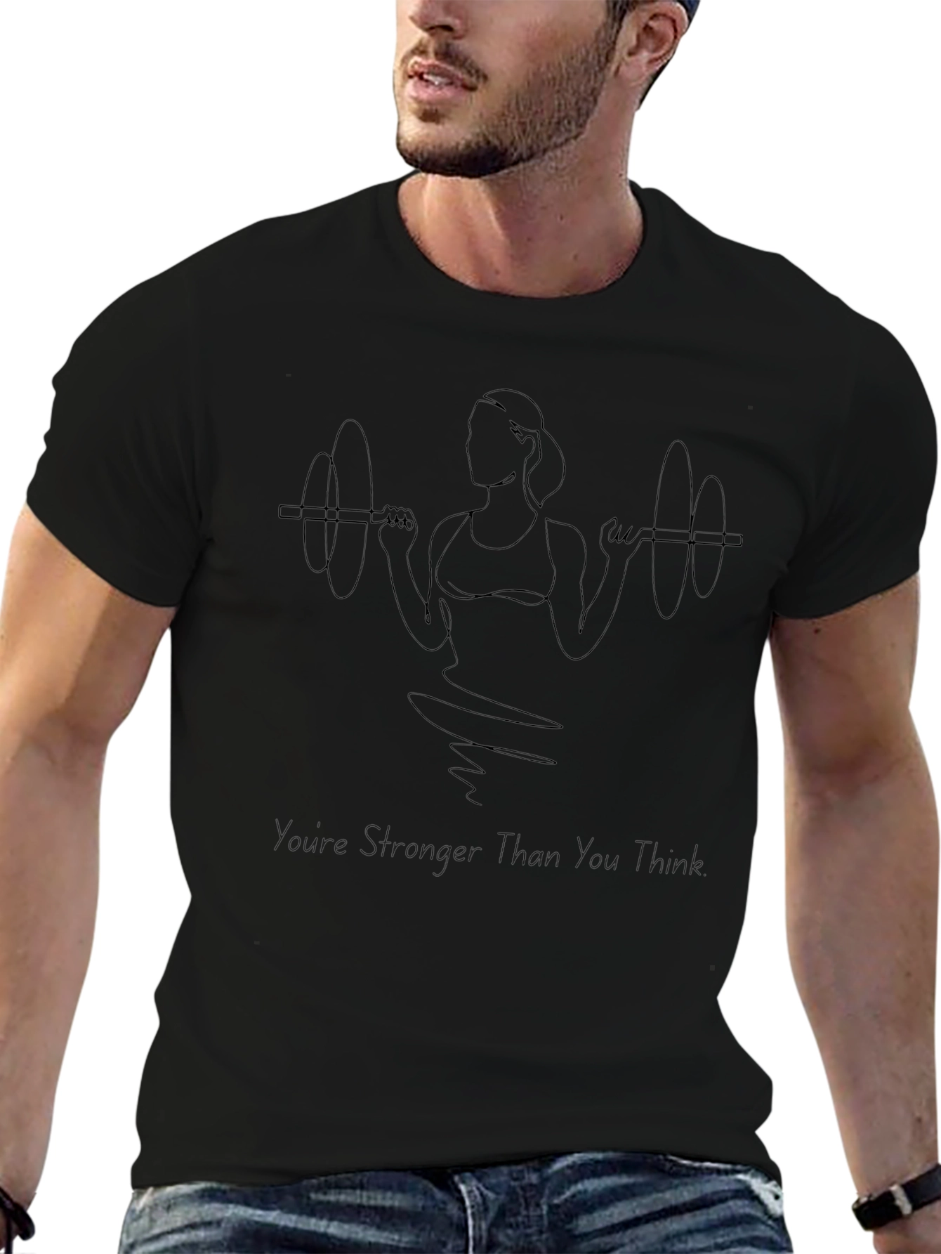 Fitness T-Shirt: Strong Woman Barbell Design