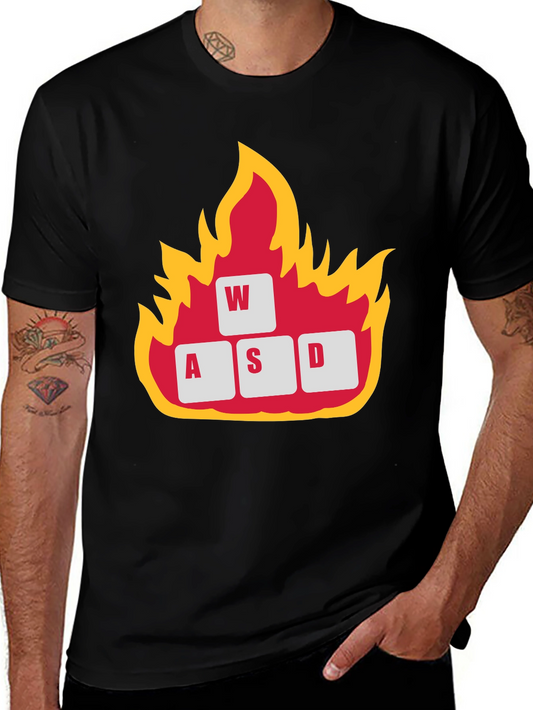 Gaming WASD Keys Flame Graphic T-Shirt