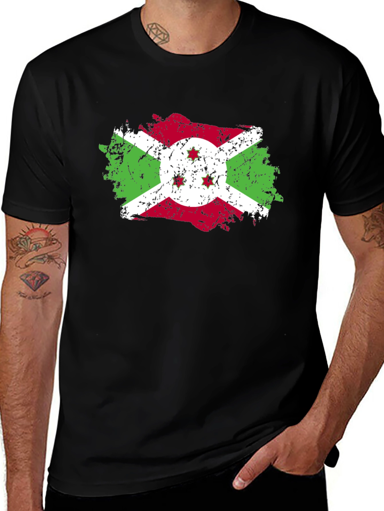 Burundi Flag Distressed T-Shirt
