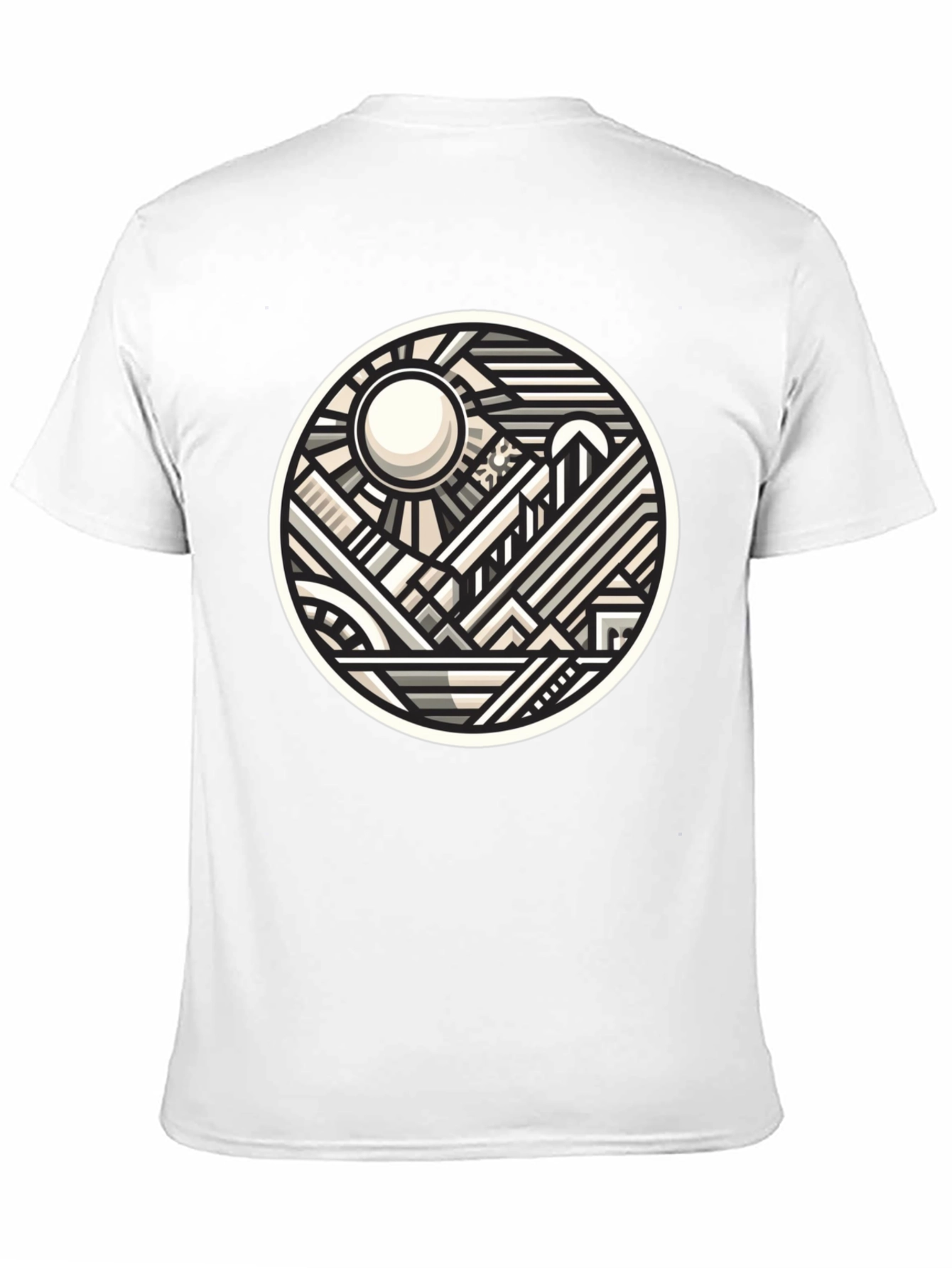 Geometric Cityscape Graphic Tee - Modern Art T-Shirt