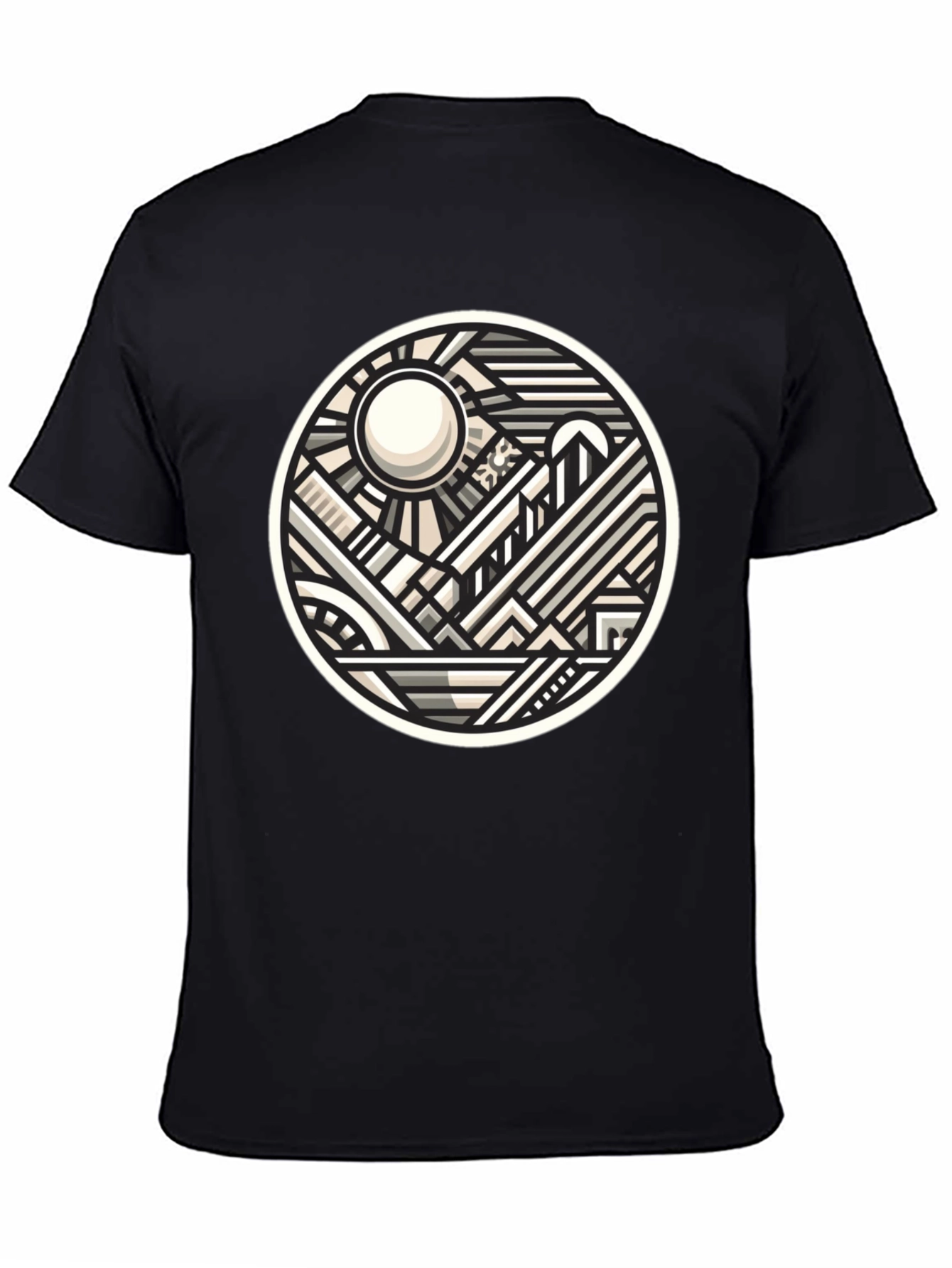 Geometric Cityscape Graphic Tee - Modern Art T-Shirt