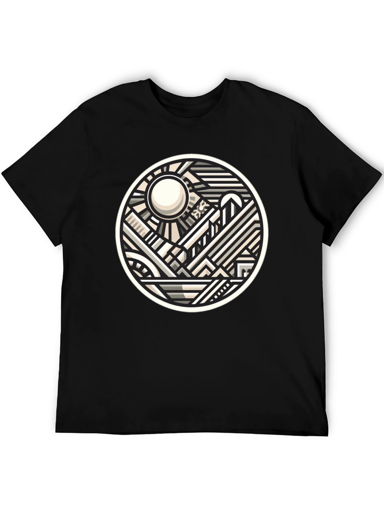Geometric Cityscape Graphic Tee - Modern Art T-Shirt