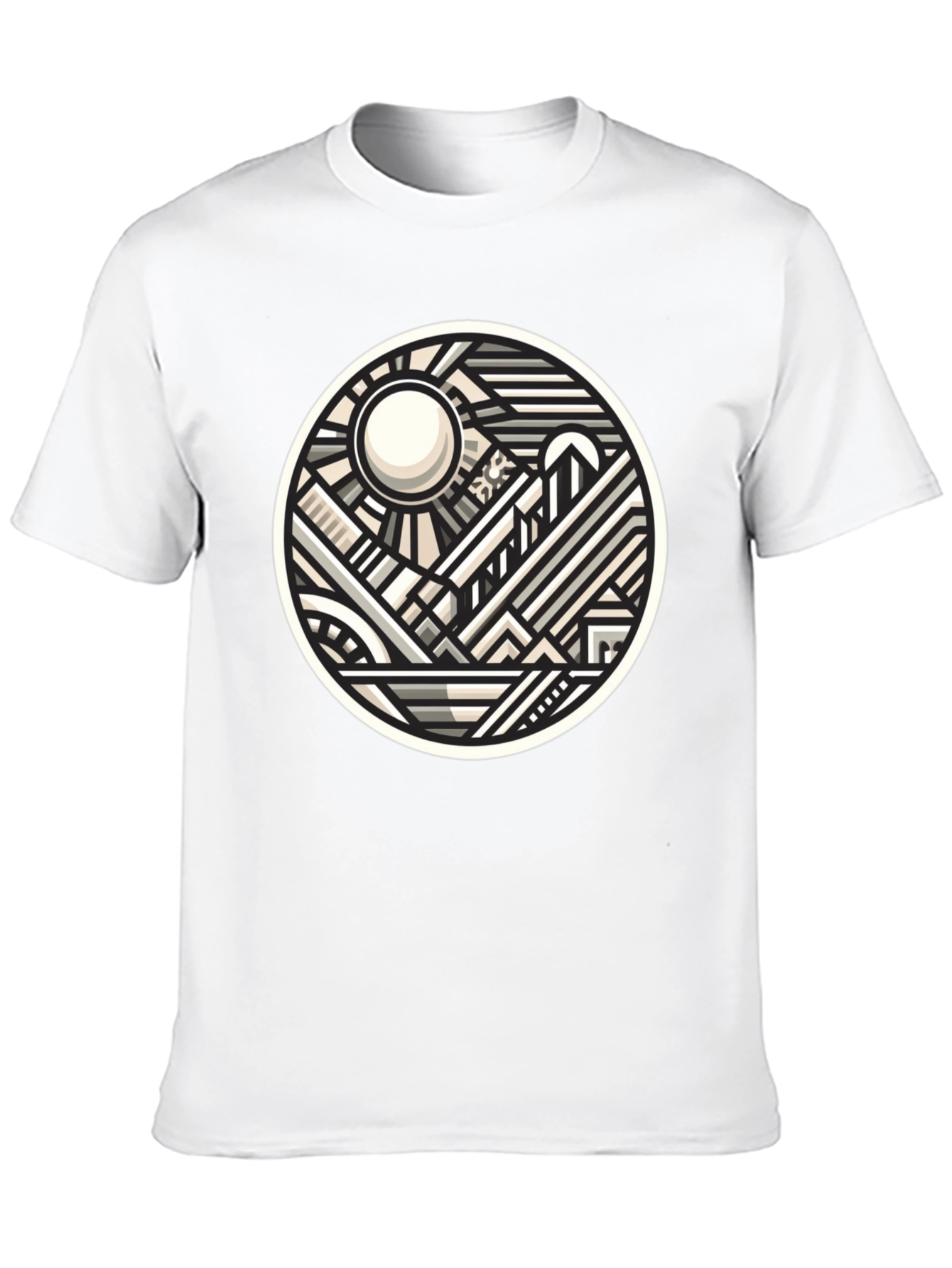 Geometric Cityscape Graphic Tee - Modern Art T-Shirt